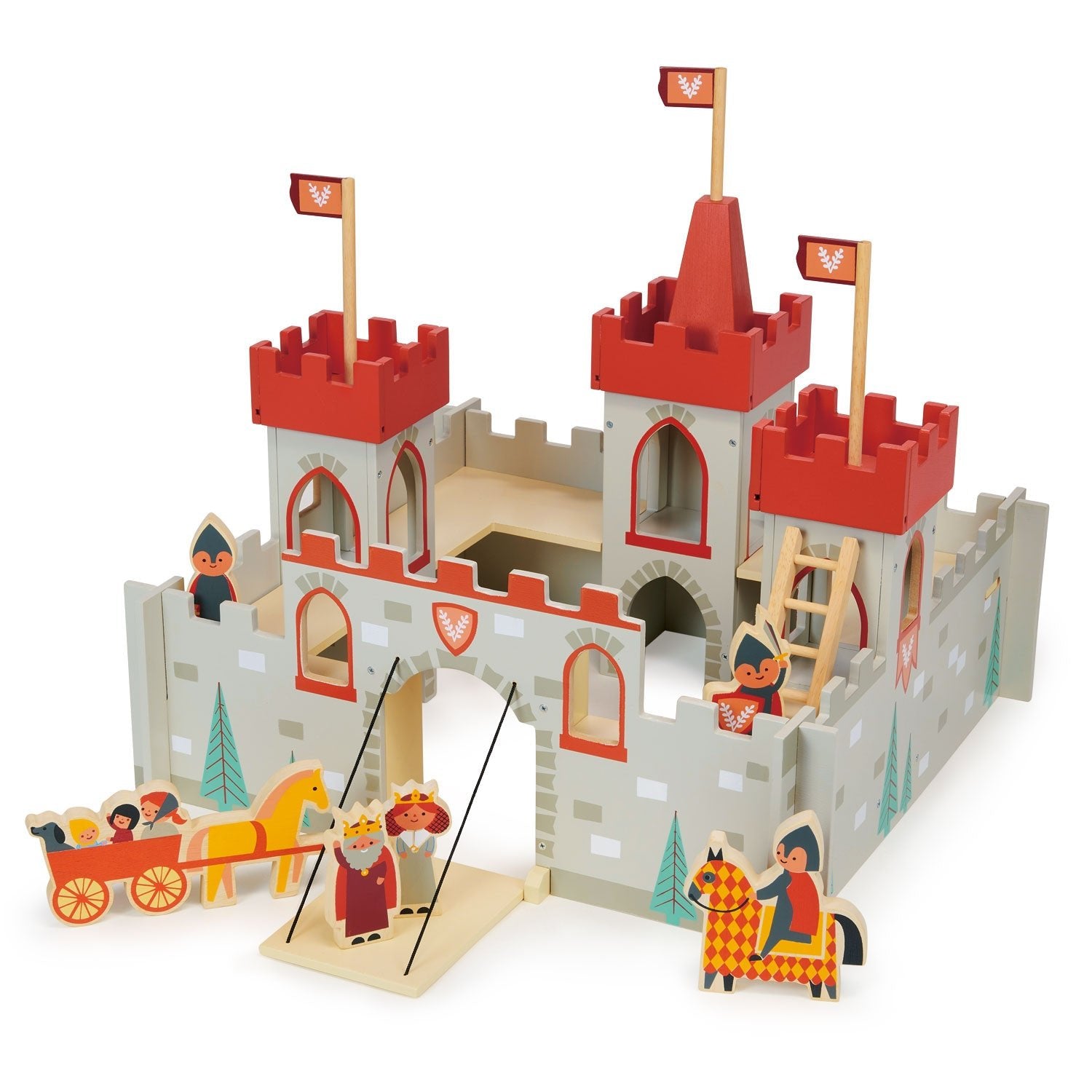 Wooden Toy Castle Play Set for Kids 3+ | Mentari