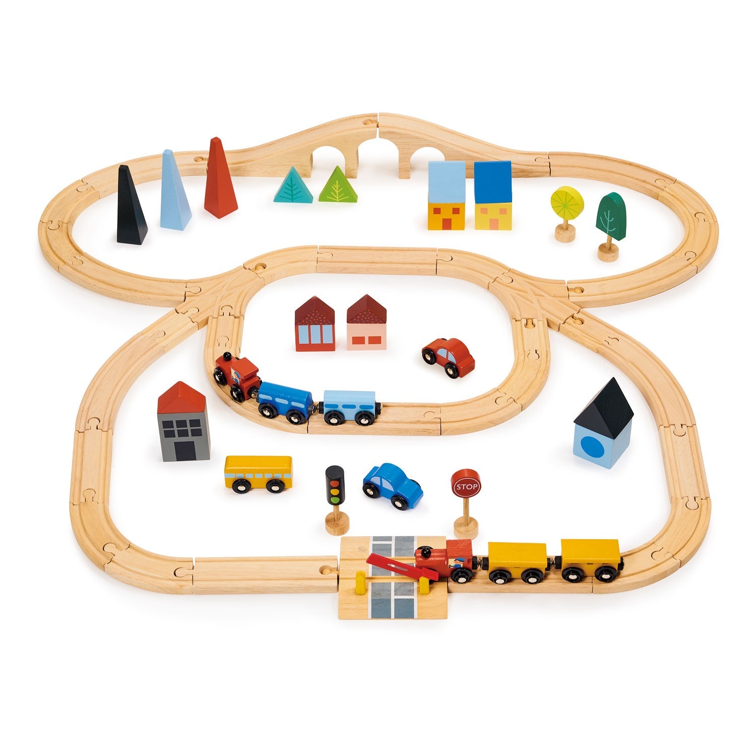 Mentari Wooden Town Train Set