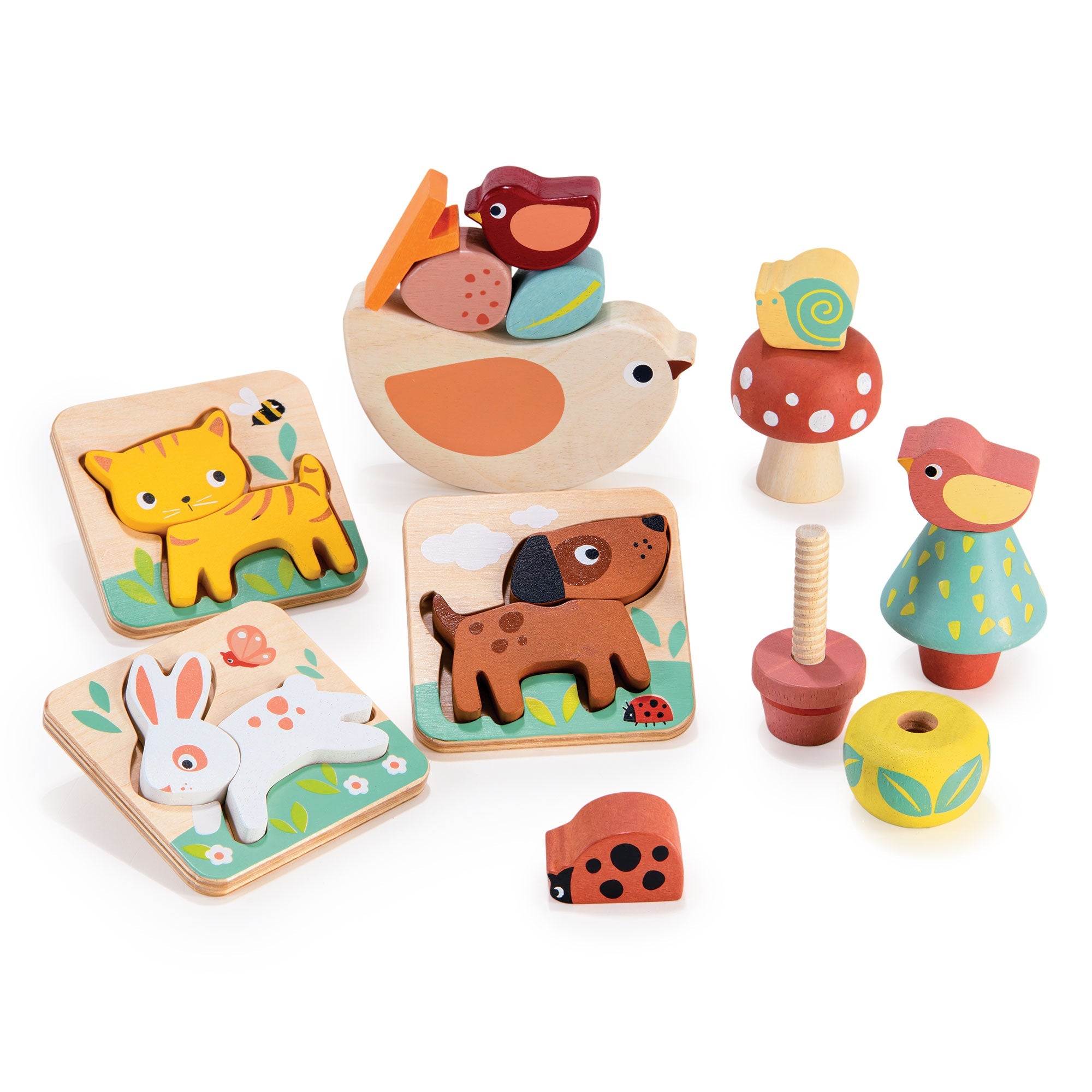 Wooden Garden Playtime Set for 2 Year Olds — 7 Toys | Mentari