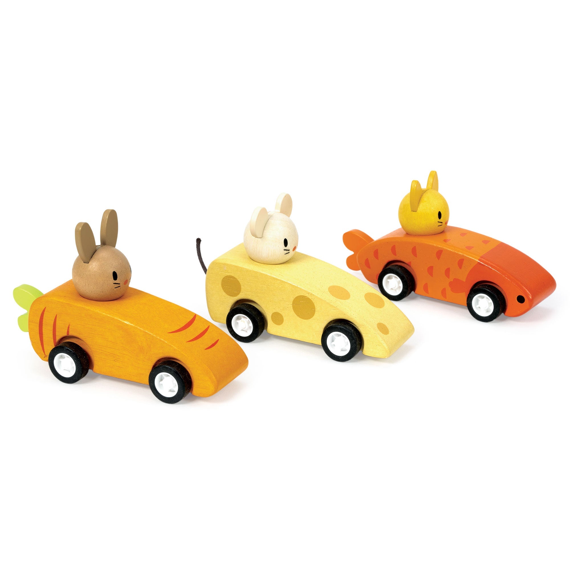 Animal Friends Racing Cars - Mentari - Sustainable Wooden Toys Made in Indonesia - Eco - Friendly Play