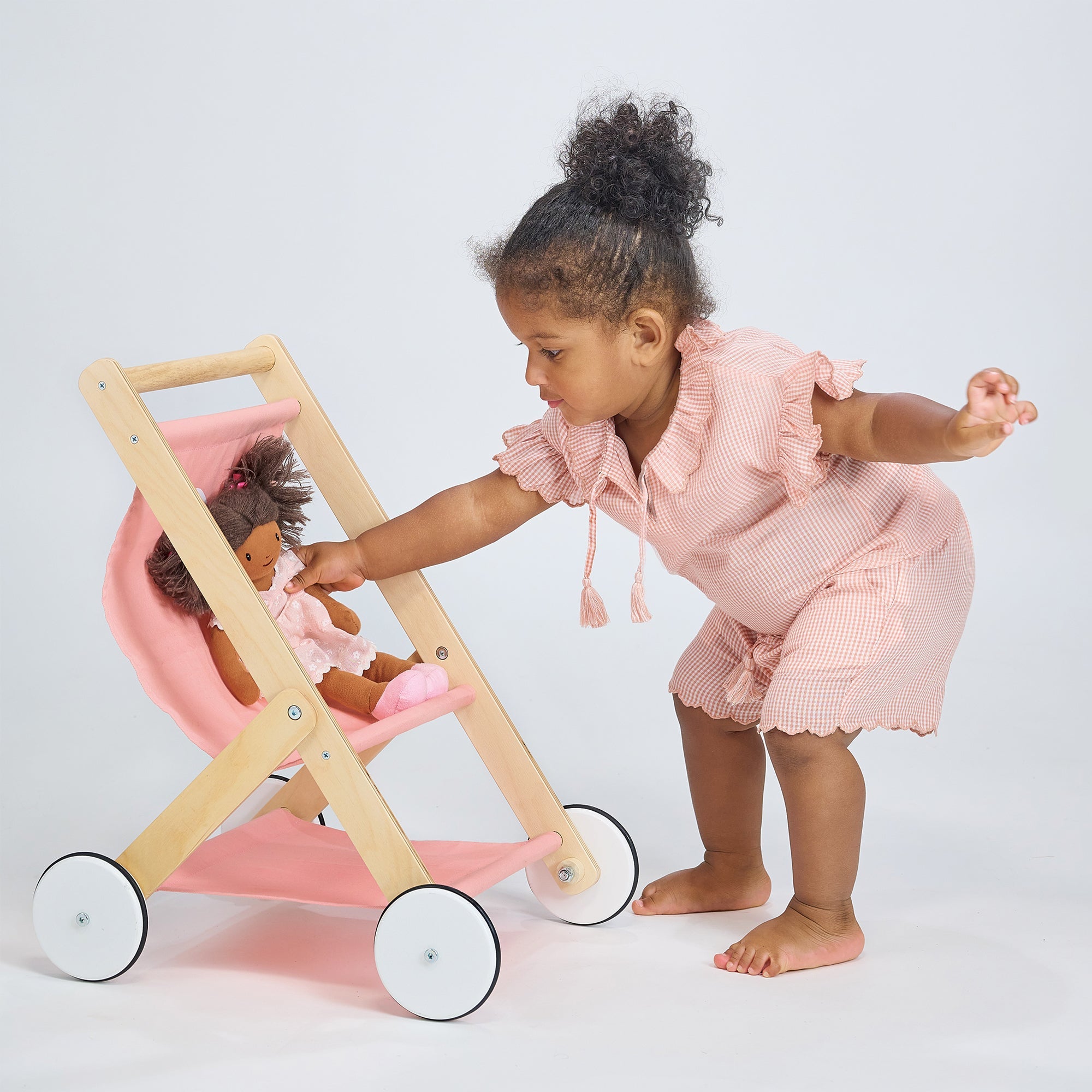 Baby Doll Stroller - Mentari - Sustainable Wooden Toys Made in Indonesia - Eco - Friendly Play