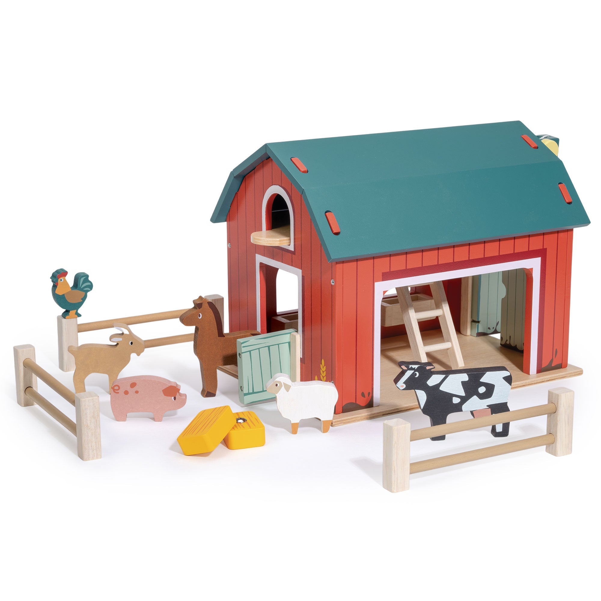 Big Red Barn Playset - Mentari - Sustainable Wooden Toys Made in Indonesia - Eco - Friendly Play