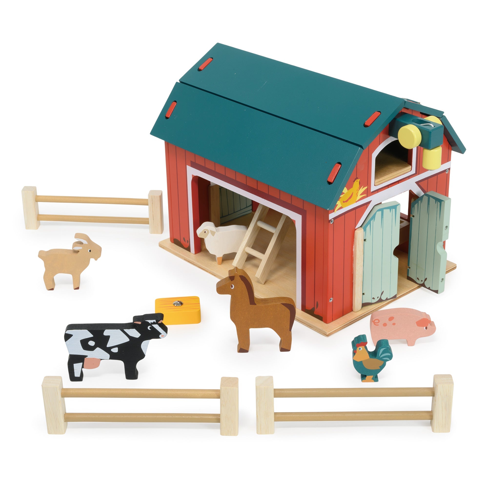 Big Red Barn Playset - Mentari - Sustainable Wooden Toys Made in Indonesia - Eco - Friendly Play