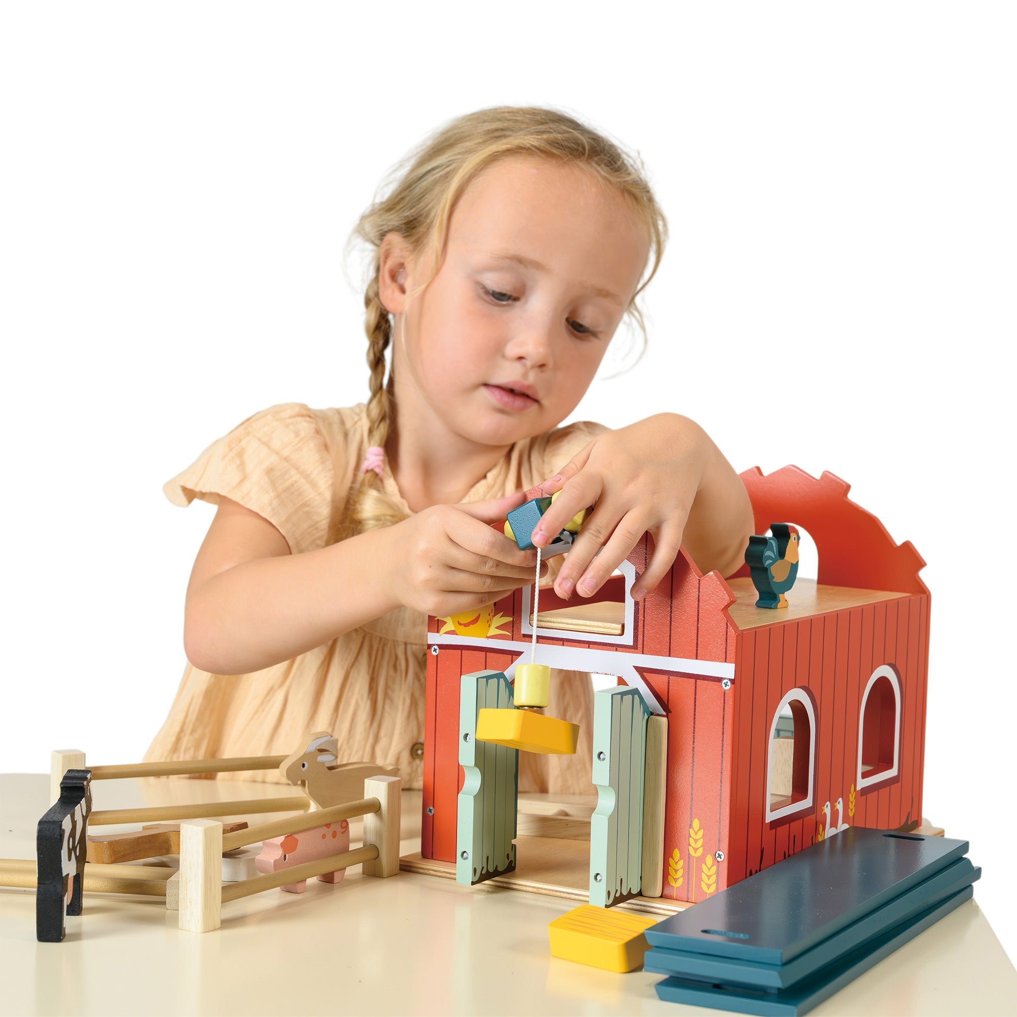 Big Red Barn Playset - Mentari - Sustainable Wooden Toys Made in Indonesia - Eco - Friendly Play