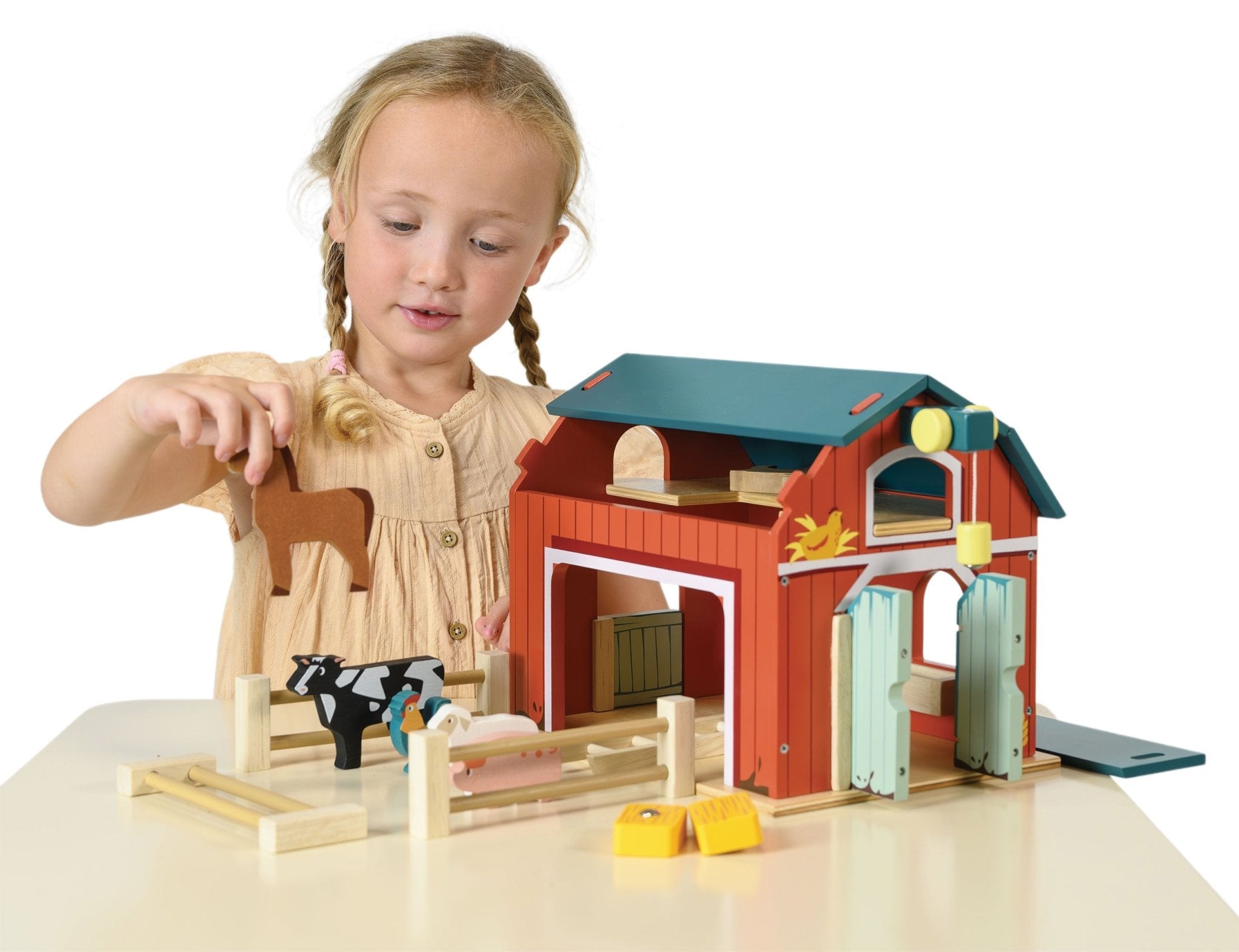 Big Red Barn Playset - Mentari - Sustainable Wooden Toys Made in Indonesia - Eco - Friendly Play