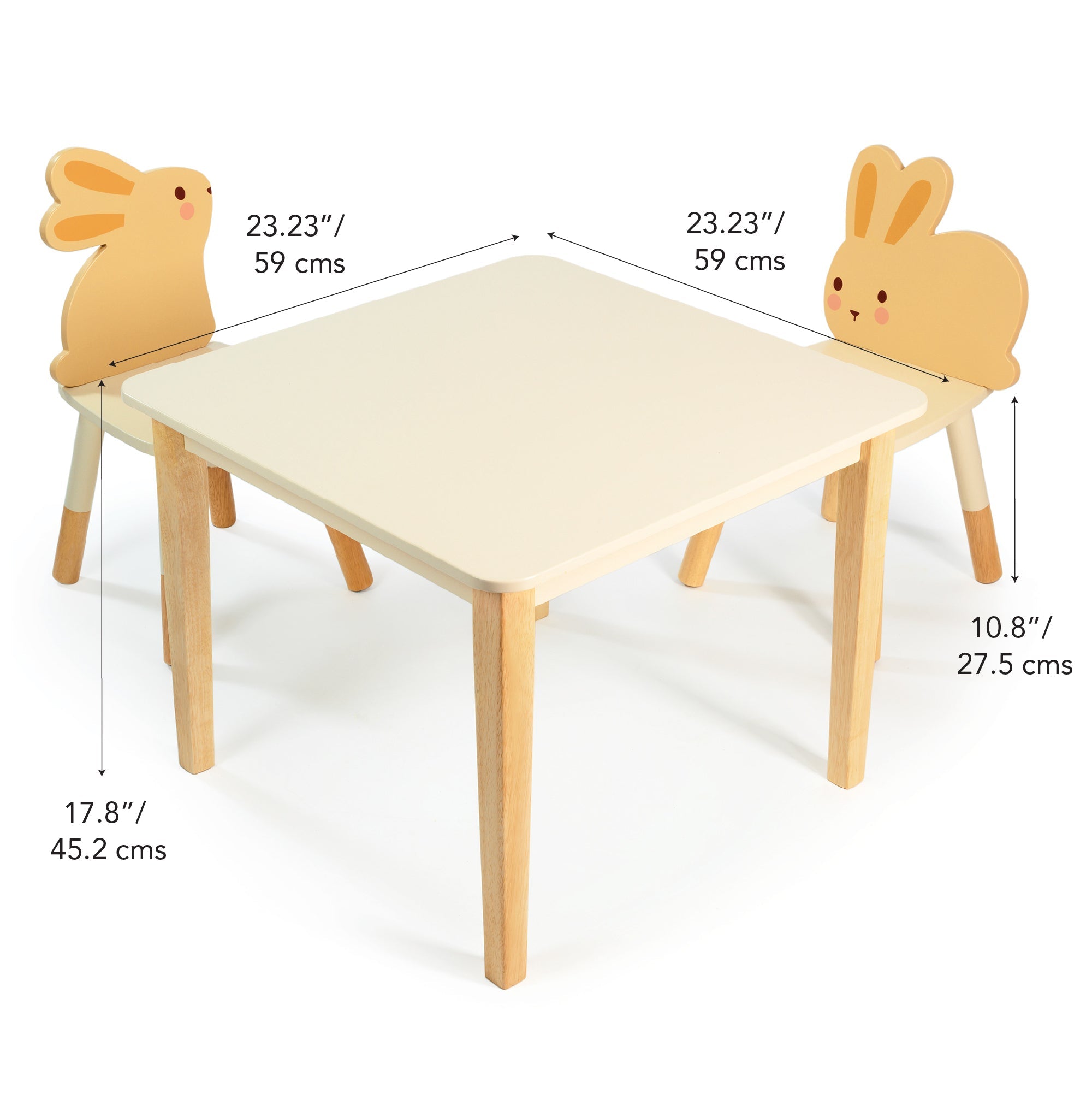 Bunny Table and Chair Set - Mentari - Sustainable Wooden Toys Made in Indonesia - Eco-Friendly Play