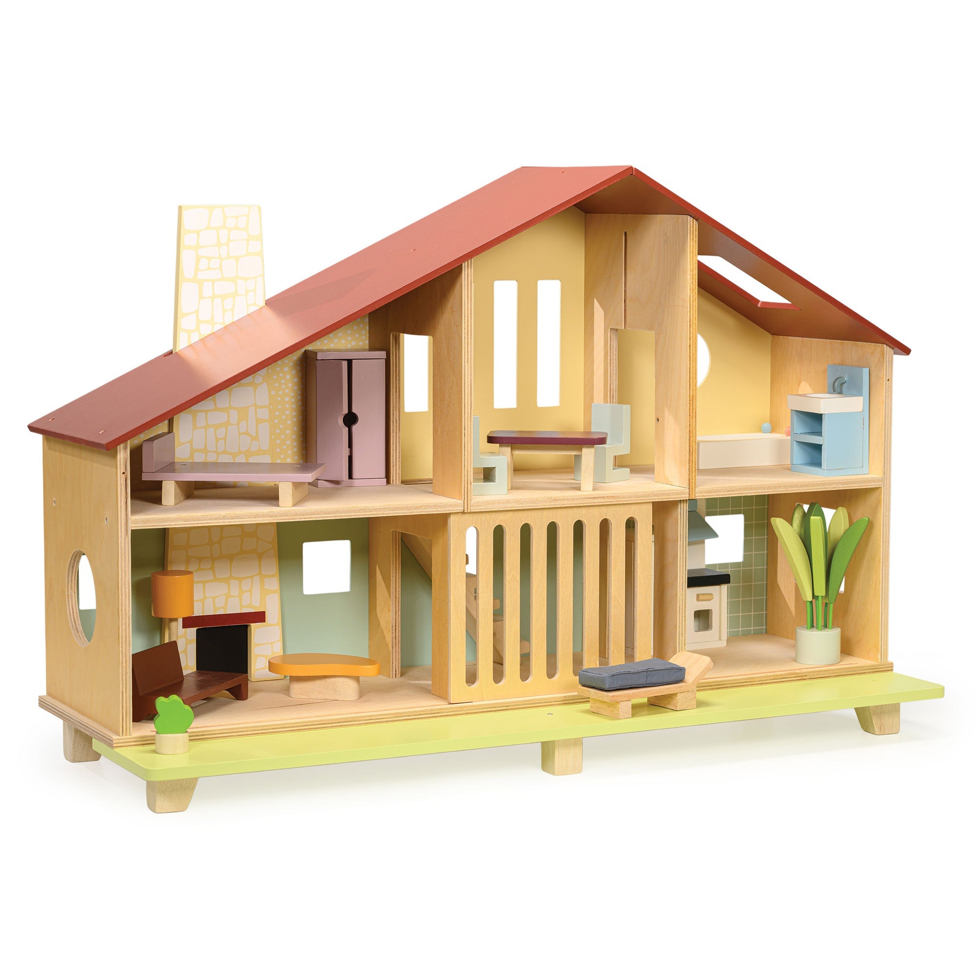 Wooden Modernist Dollhouse for Kids — Cedar Chalet | Mentari