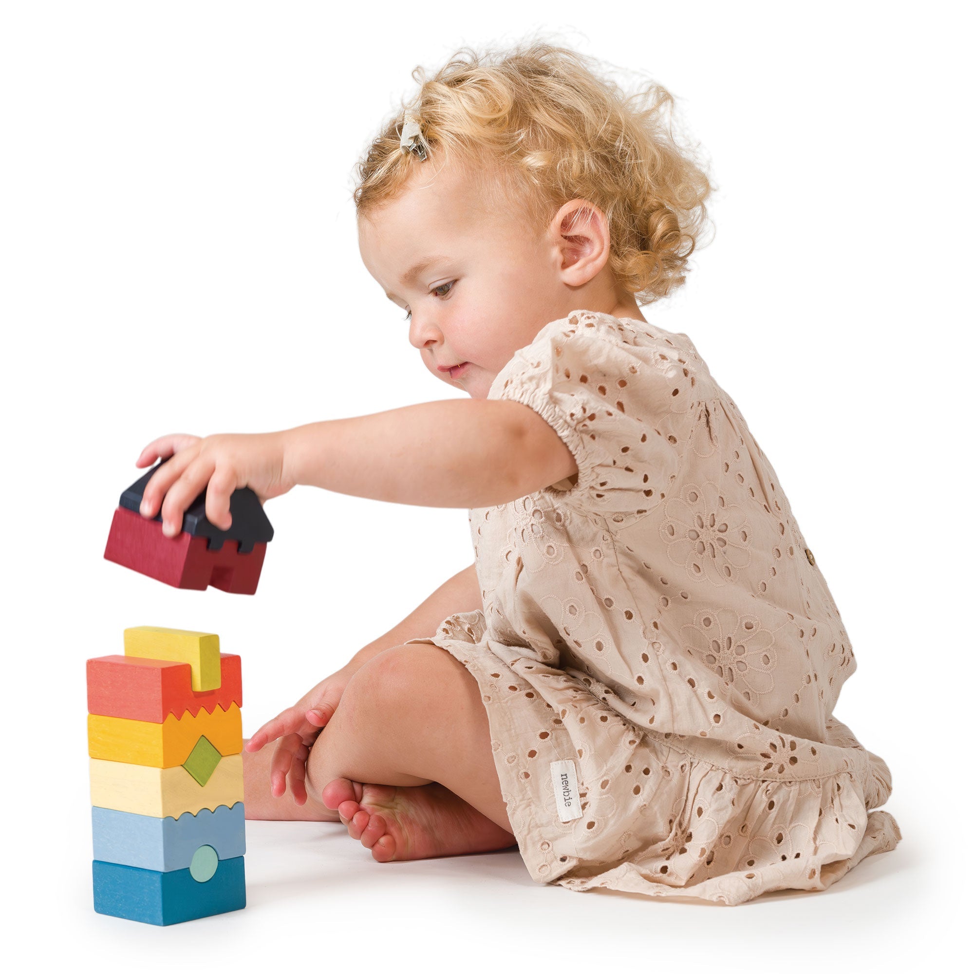 Colorful Stacking Tower - Mentari - Sustainable Wooden Toys Made in Indonesia - Eco - Friendly Play