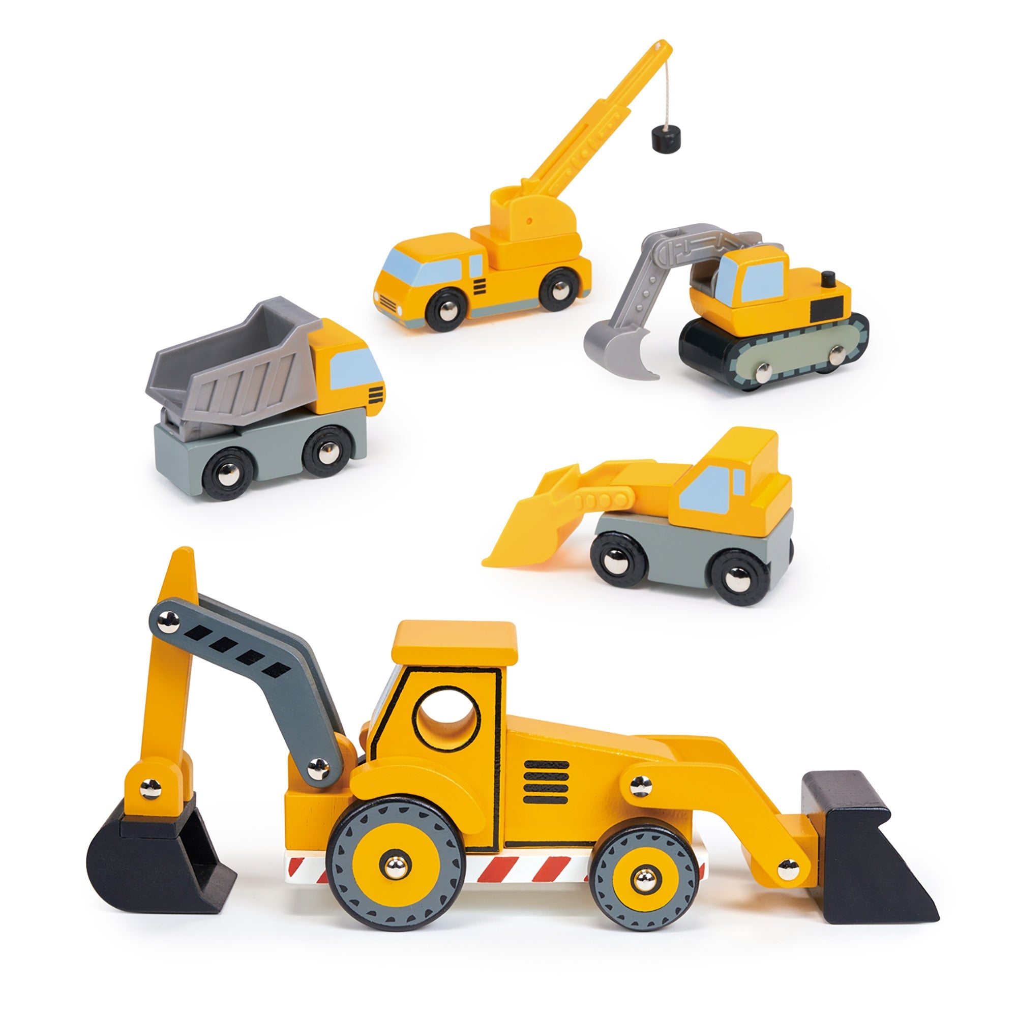 Construction Vehicles Bundle - Mentari - Sustainable Wooden Toys Made in Indonesia - Eco - Friendly Play