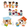 Doll Family And Pets Bundle - Mentari - Sustainable Wooden Toys Made in Indonesia - Eco - Friendly Play