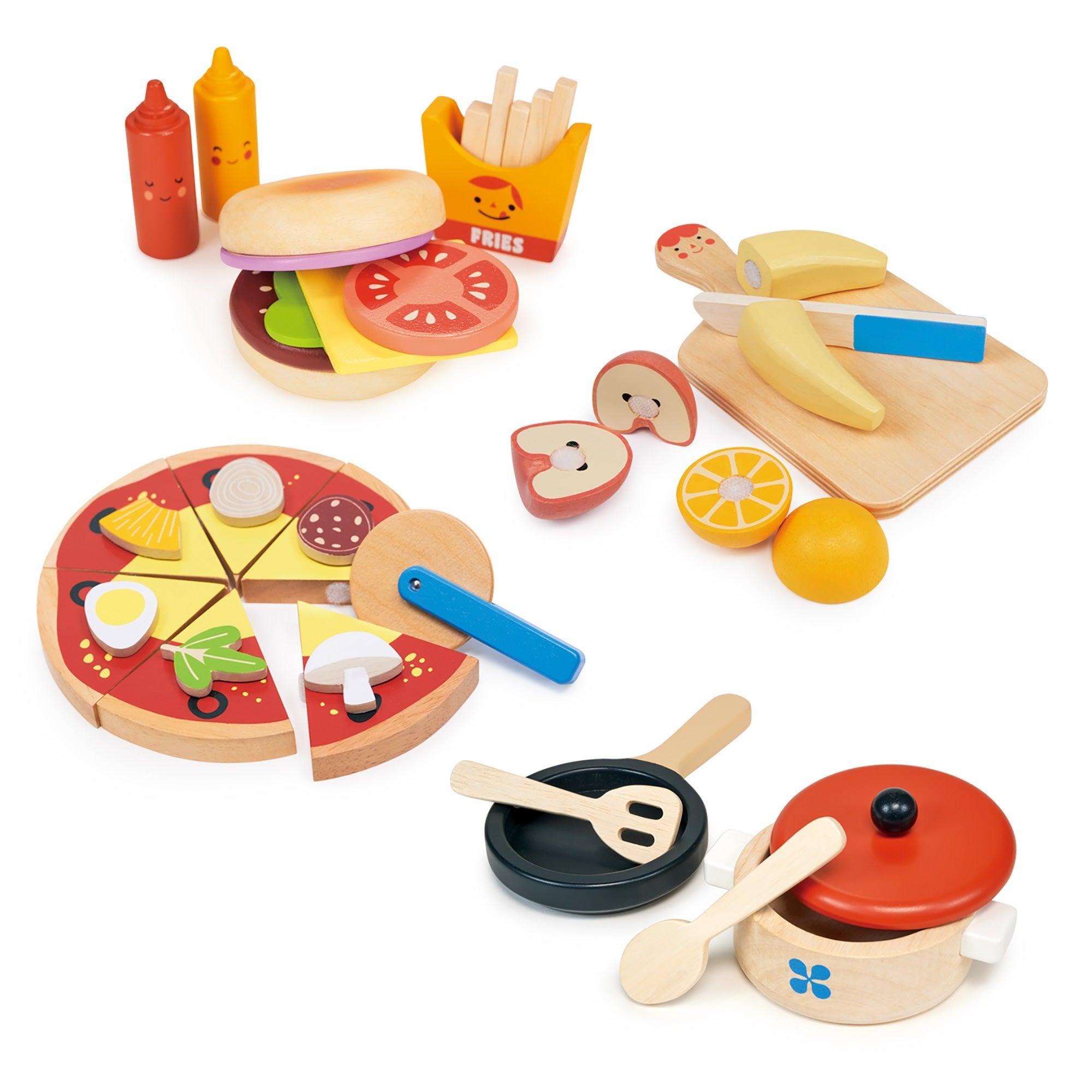 Fast Food Bundle - Mentari - Sustainable Wooden Toys Made in Indonesia - Eco - Friendly Play
