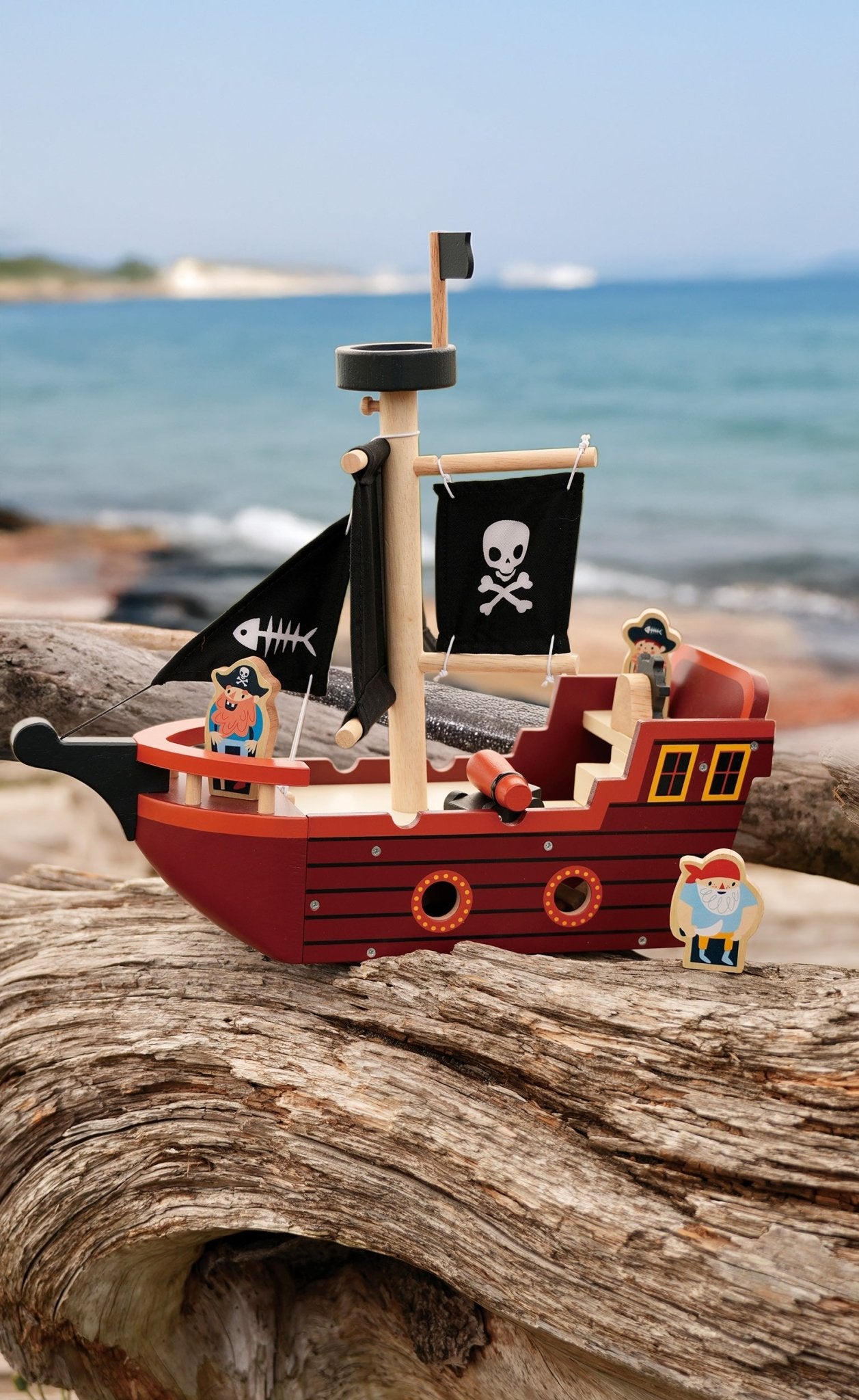 Fishbones Pirate Ship - Mentari - Sustainable Wooden Toys Made in Indonesia - Eco - Friendly Play