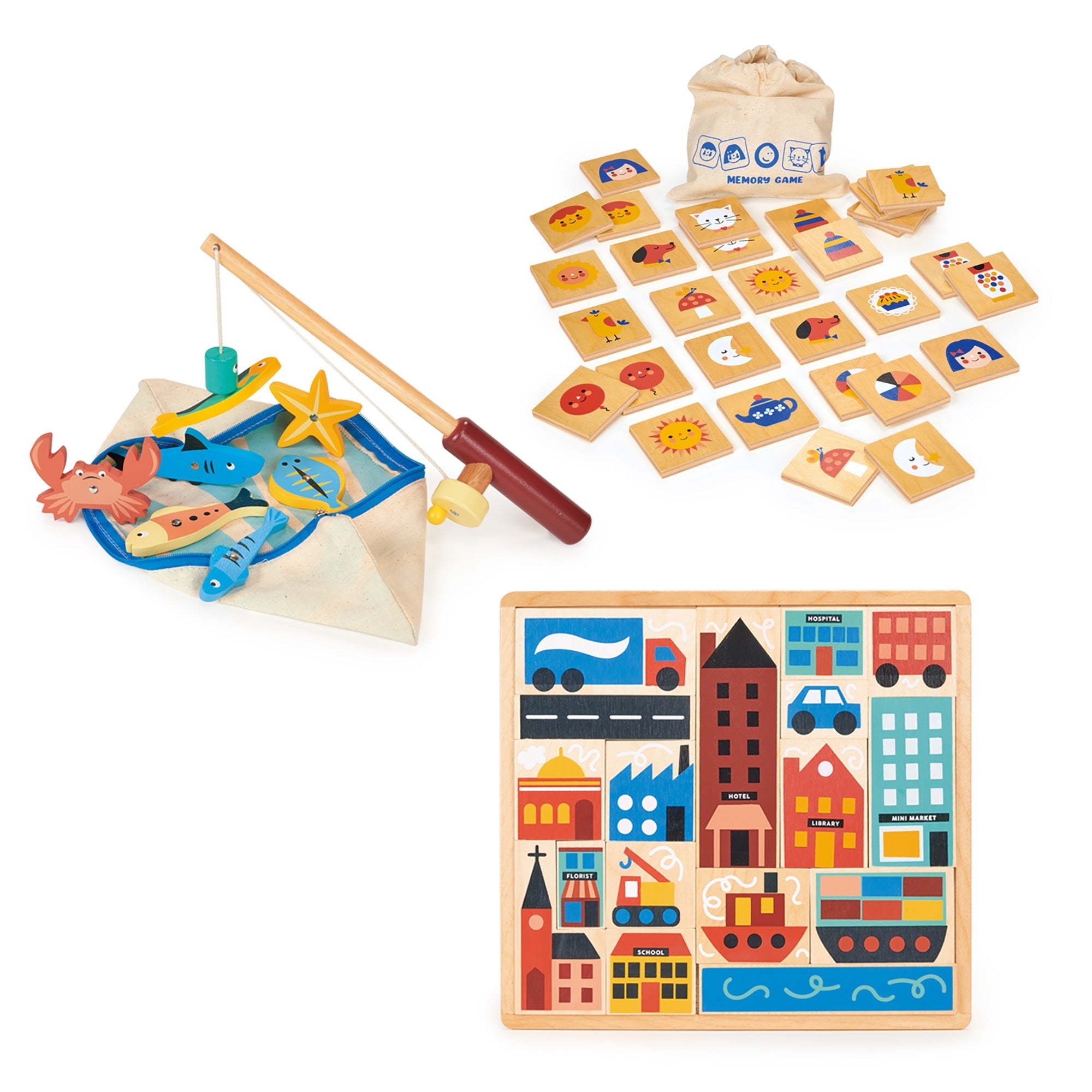 Games Bundle - Mentari - Sustainable Wooden Toys Made in Indonesia - Eco - Friendly Play