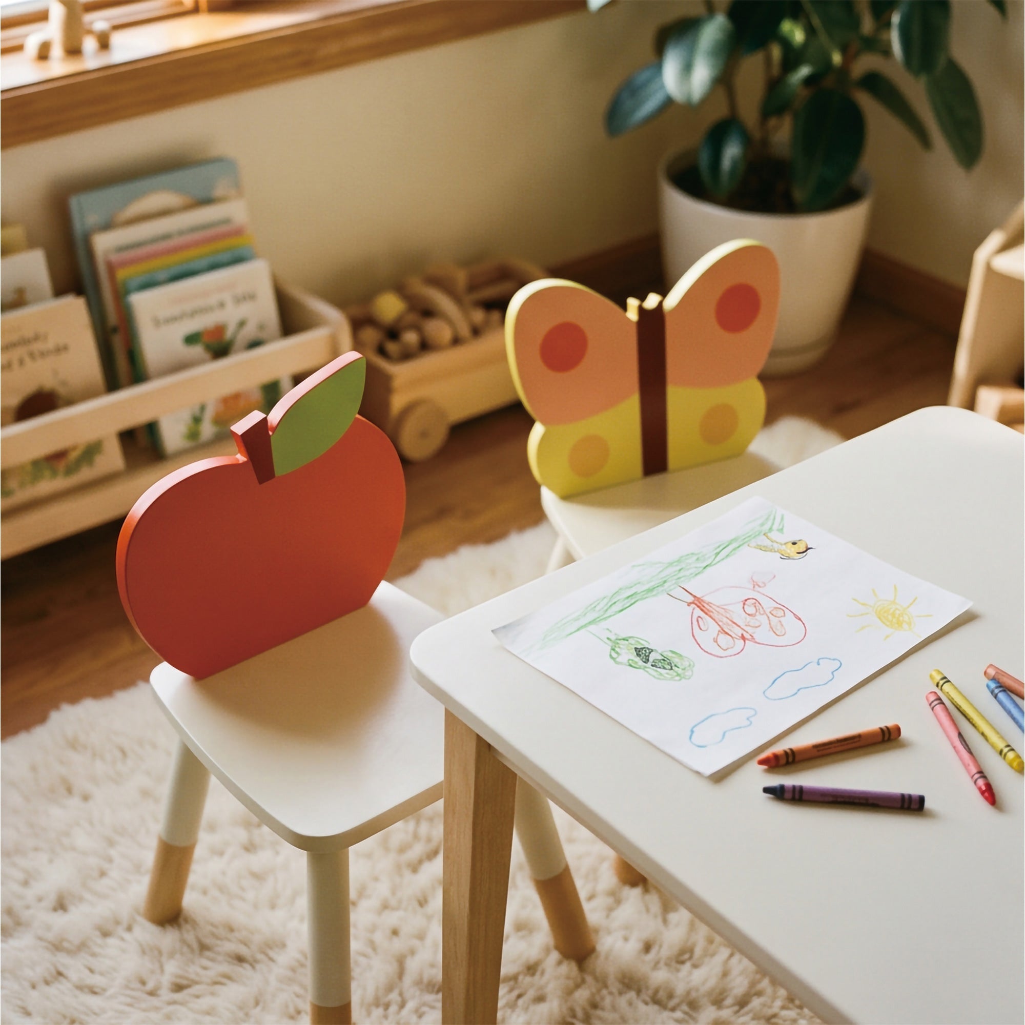 Wooden Garden Butterfly Chair all pieces arranged neatly