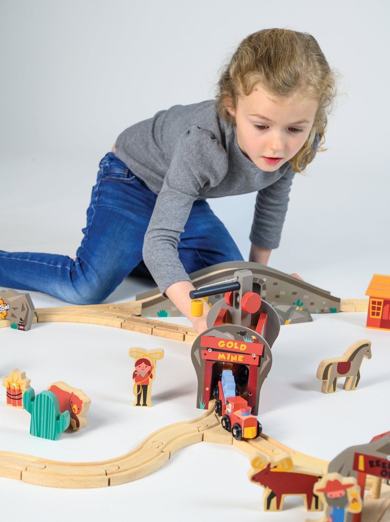 Gold Mine Train Set - Mentari - Sustainable Wooden Toys Made in Indonesia - Eco - Friendly Play