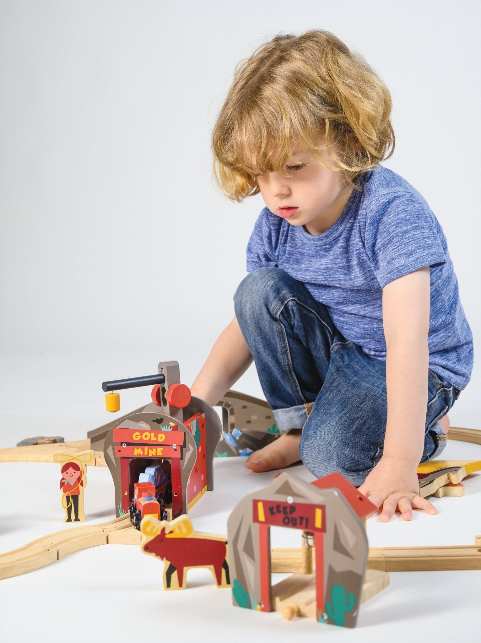 Gold Mine Train Set - Mentari - Sustainable Wooden Toys Made in Indonesia - Eco - Friendly Play