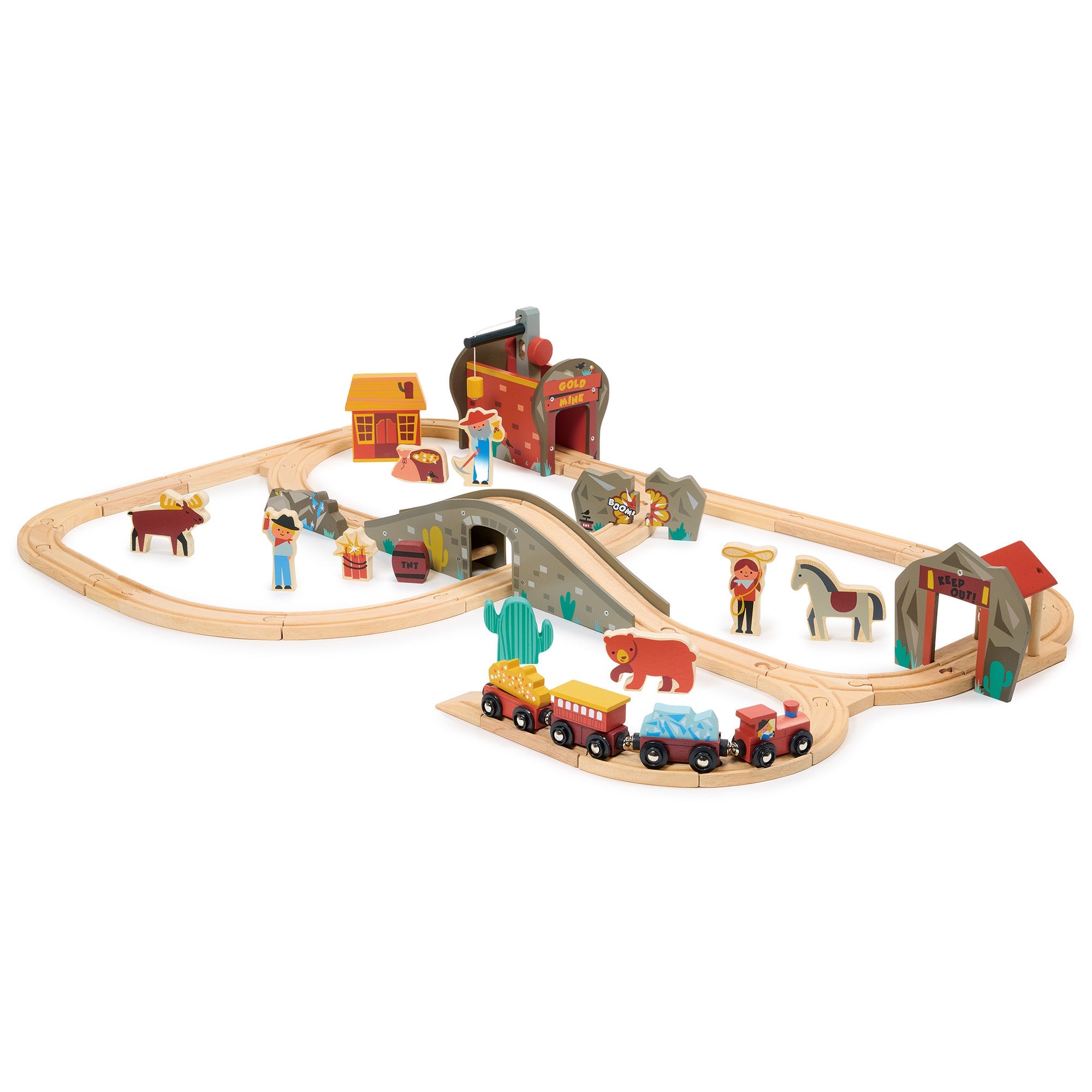 Gold Mine Train Set - Mentari - Sustainable Wooden Toys Made in Indonesia - Eco-Friendly Play