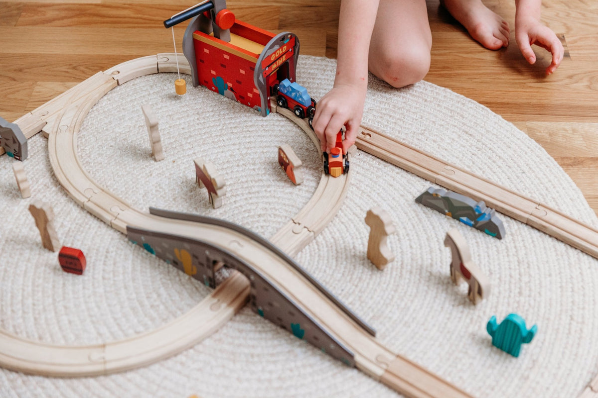 Gold Mine Train Set - Mentari - Sustainable Wooden Toys Made in Indonesia - Eco-Friendly Play