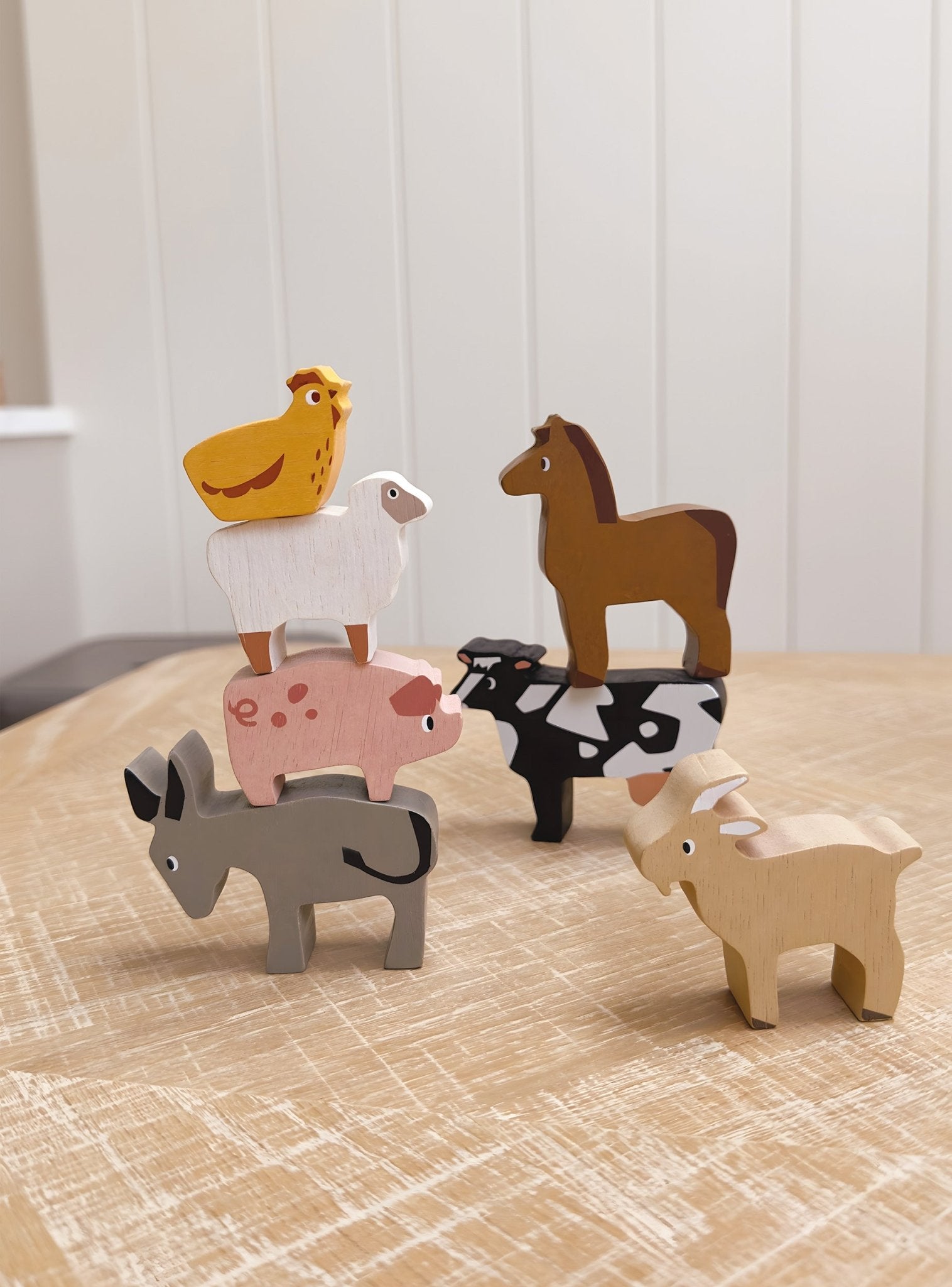 Happy Stacking Farm - Mentari - Sustainable Wooden Toys Made in Indonesia - Eco - Friendly Play
