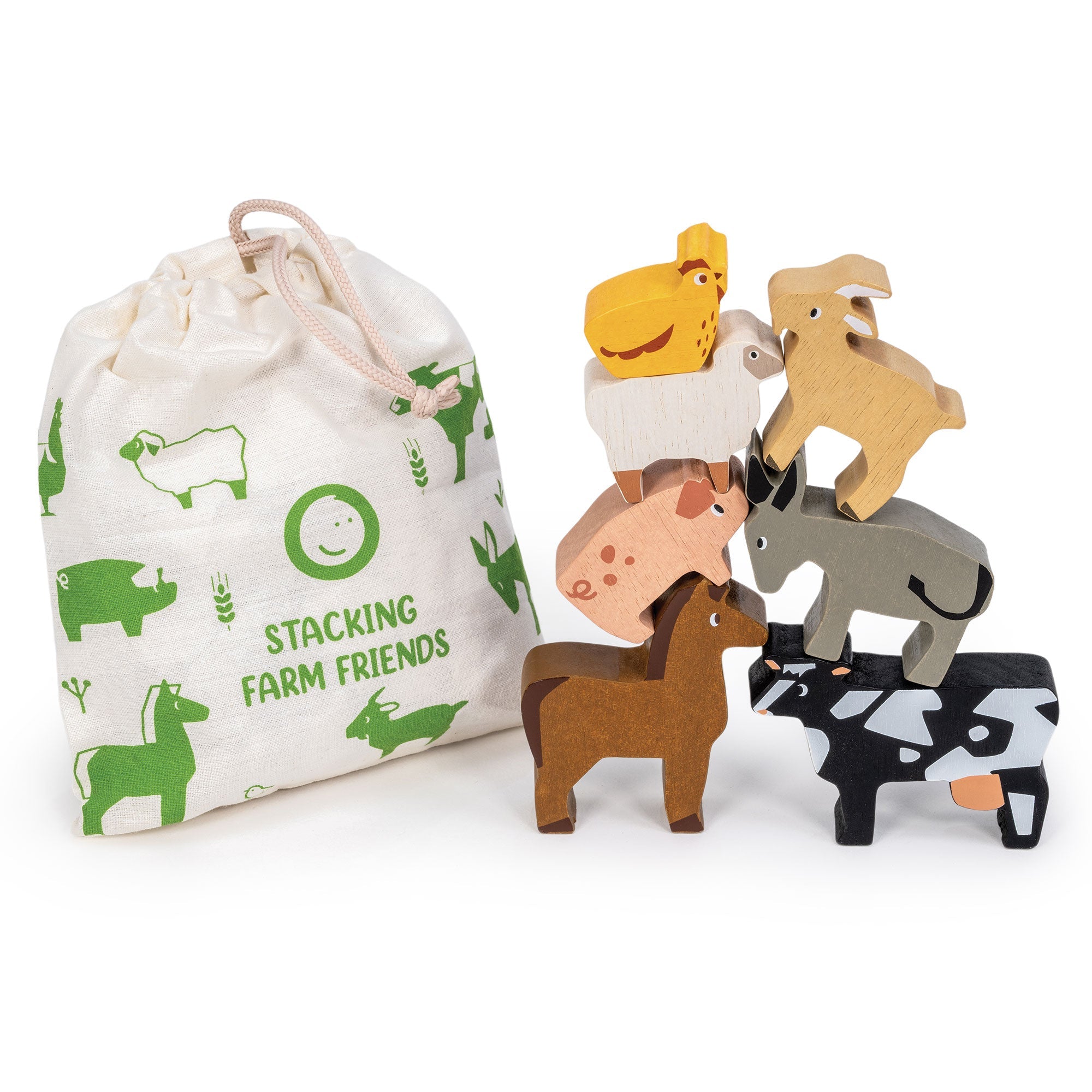 Happy Stacking Farm - Mentari - Sustainable Wooden Toys Made in Indonesia - Eco - Friendly Play