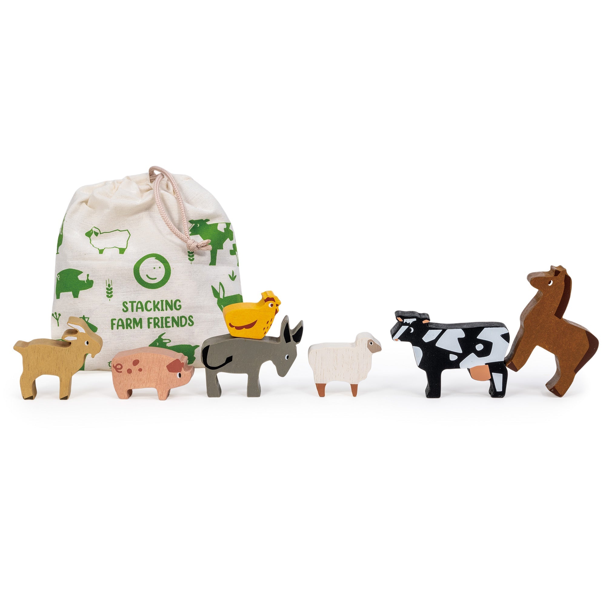 Happy Stacking Farm - Mentari - Sustainable Wooden Toys Made in Indonesia - Eco - Friendly Play