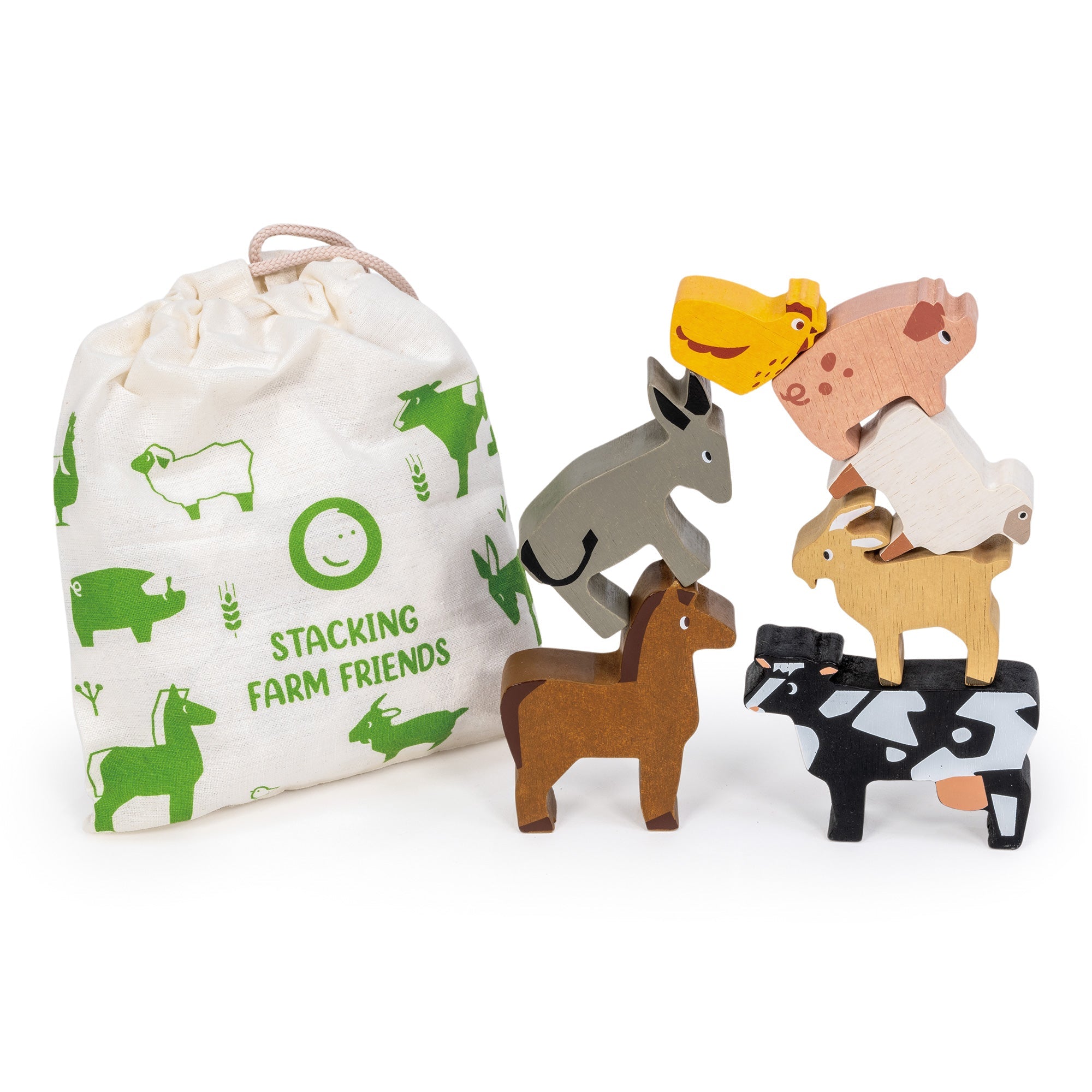 Happy Stacking Farm - Mentari - Sustainable Wooden Toys Made in Indonesia - Eco - Friendly Play