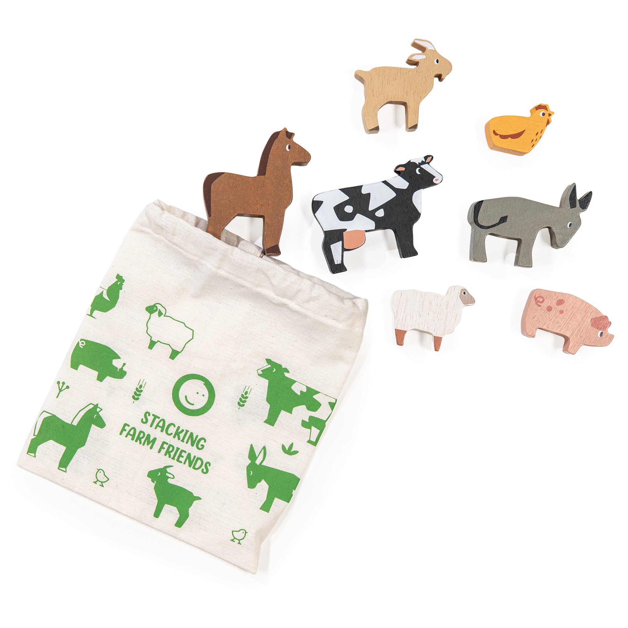 Happy Stacking Farm - Mentari - Sustainable Wooden Toys Made in Indonesia - Eco - Friendly Play