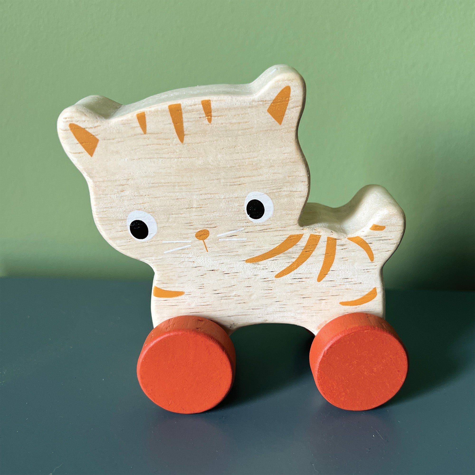 Kitten on Wheels - Mentari - Sustainable Wooden Toys Made in Indonesia - Eco-Friendly Play