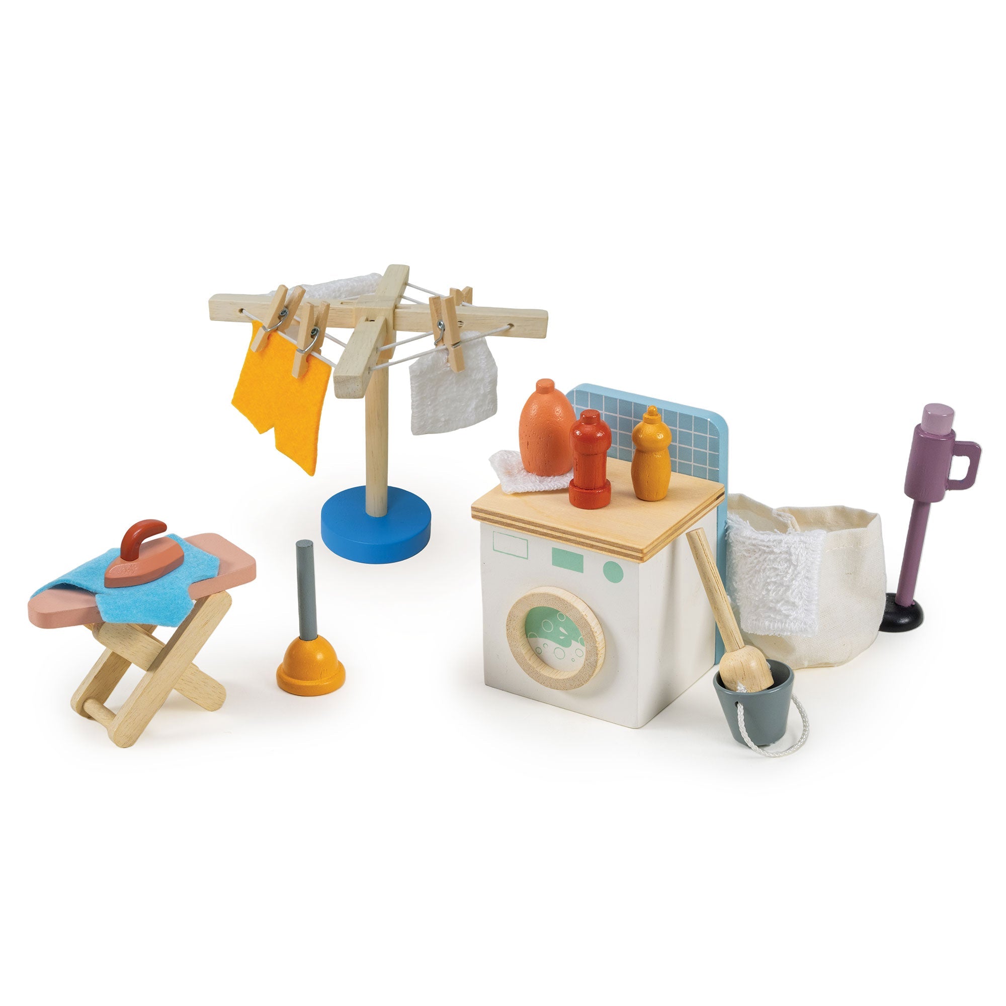 Laundry Set - Mentari - Sustainable Wooden Toys Made in Indonesia - Eco - Friendly Play