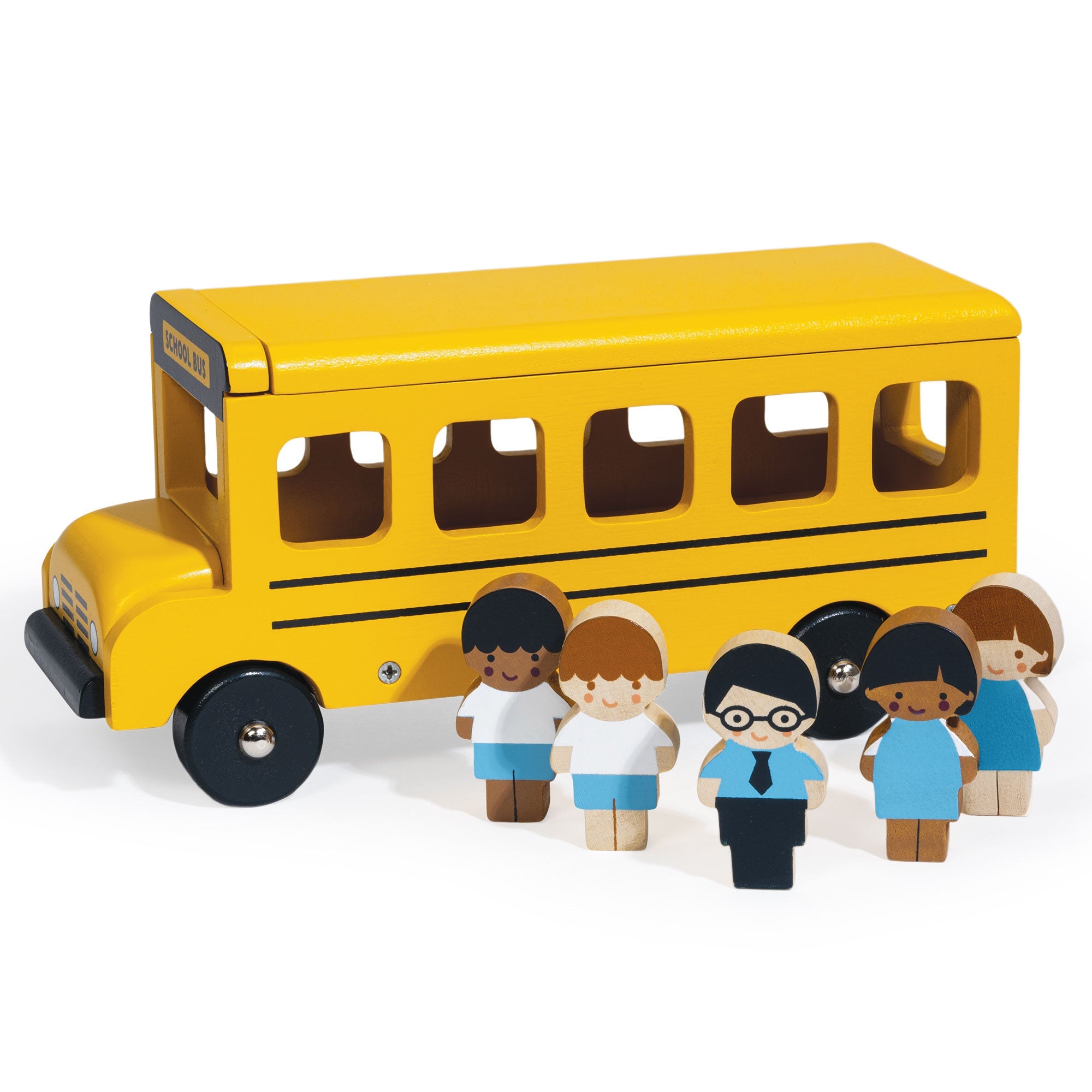 Little Friends School Bus - Mentari - Sustainable Wooden Toys Made in Indonesia - Eco - Friendly Play