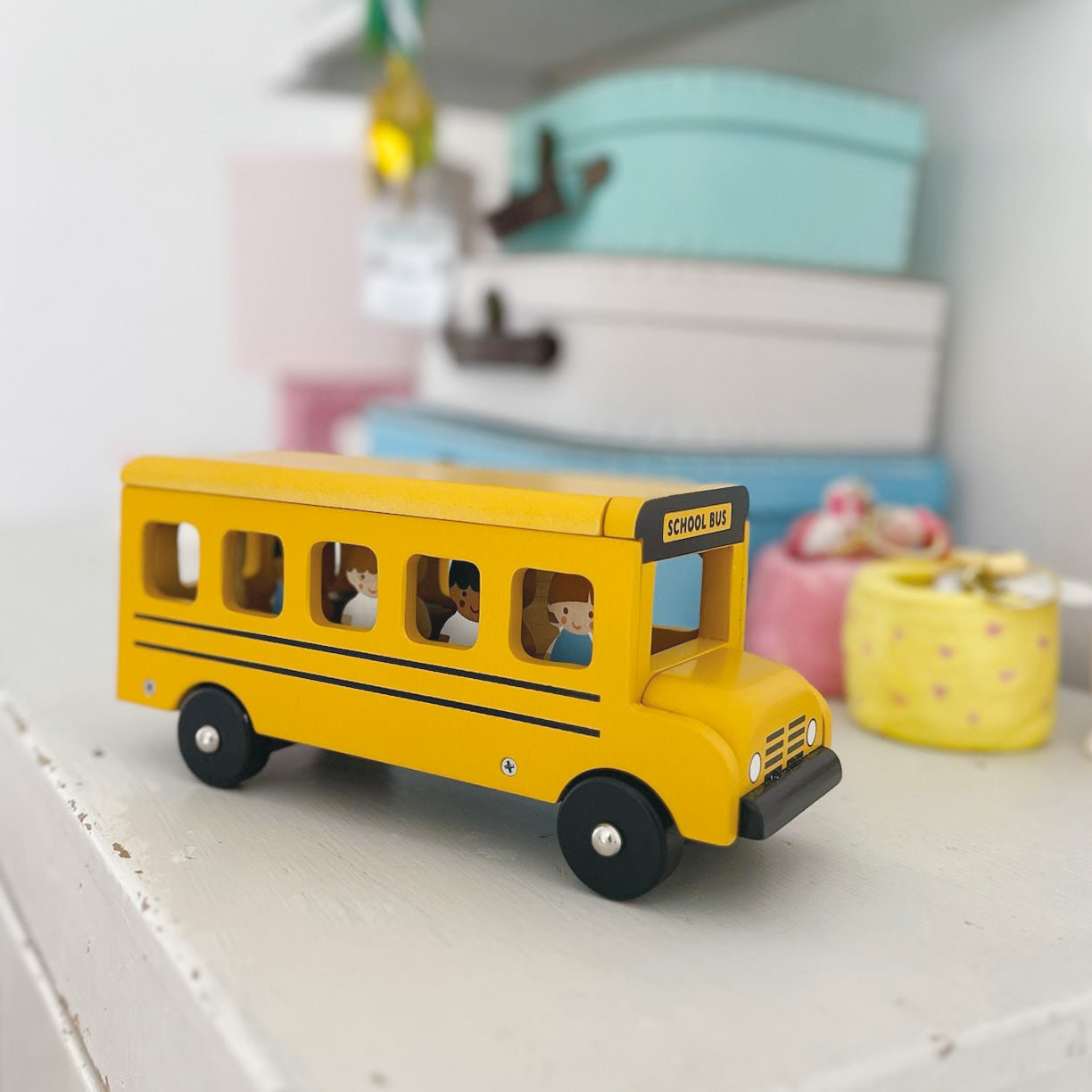 Little Friends School Bus - Mentari - Sustainable Wooden Toys Made in Indonesia - Eco - Friendly Play