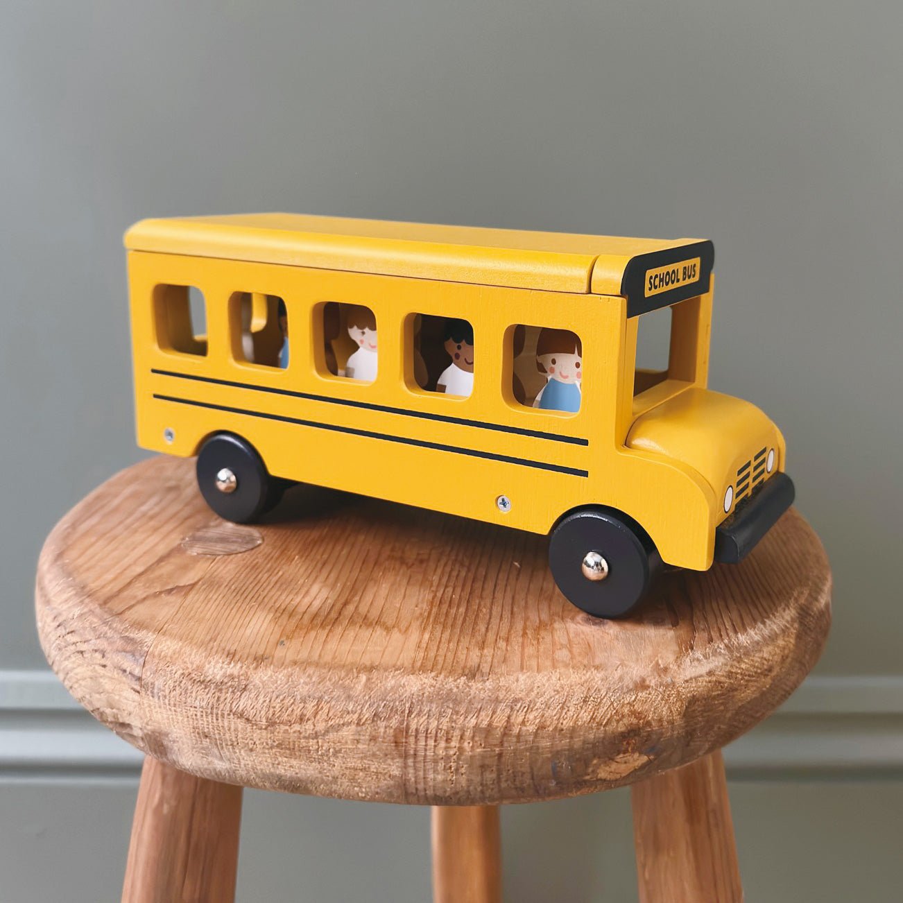 Little Friends School Bus - Mentari - Sustainable Wooden Toys Made in Indonesia - Eco - Friendly Play