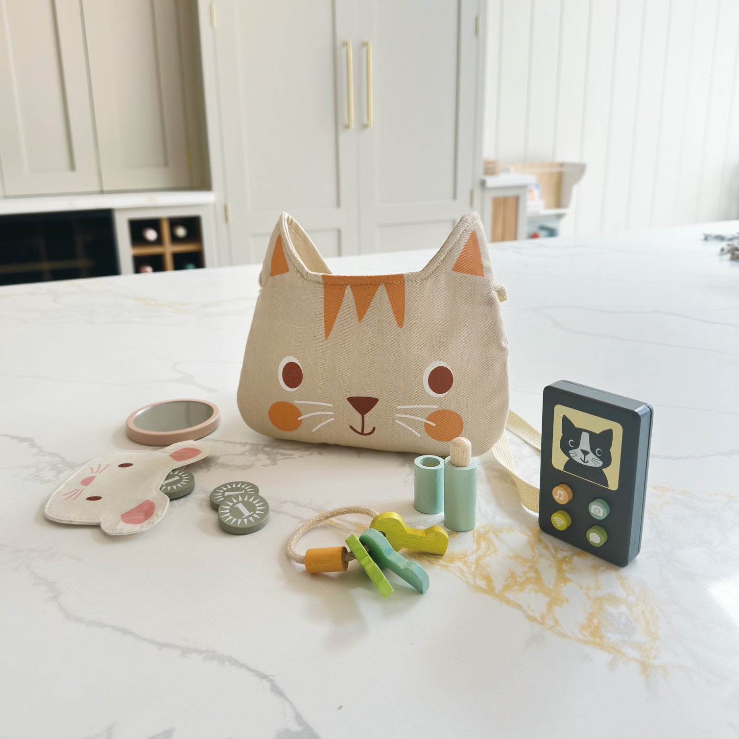 My Kitten Handbag - Mentari - Sustainable Wooden Toys Made in Indonesia - Eco - Friendly Play