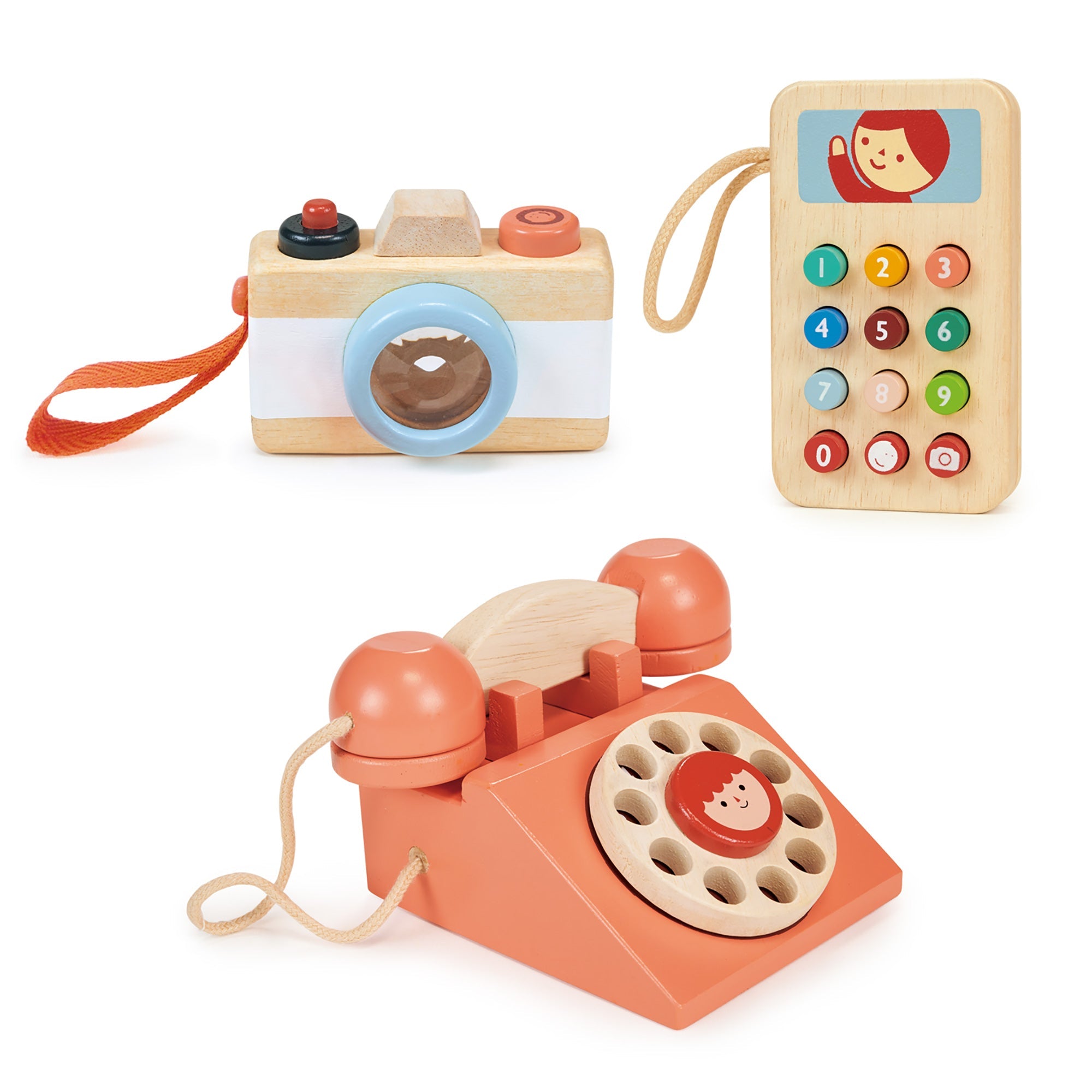 Phone And Camera Bundle - Mentari - Sustainable Wooden Toys Made in Indonesia - Eco - Friendly Play