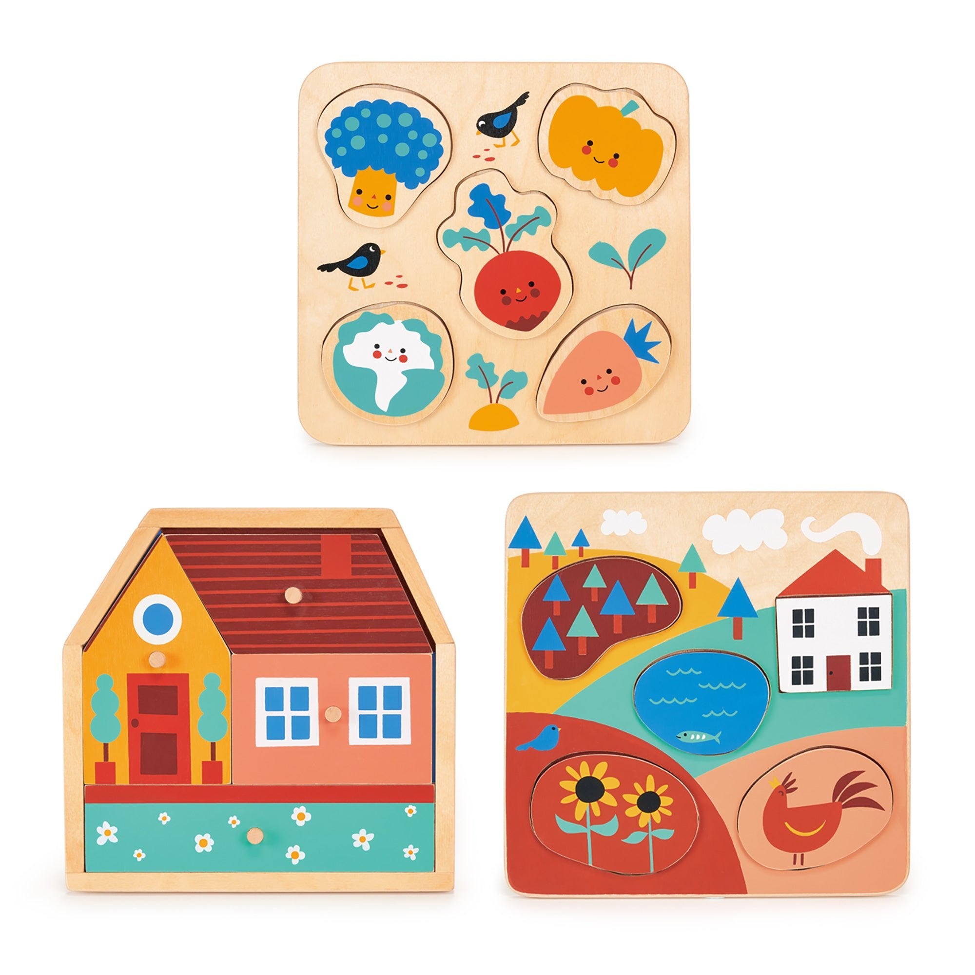 Puzzle Bundle - Mentari - Sustainable Wooden Toys Made in Indonesia - Eco - Friendly Play