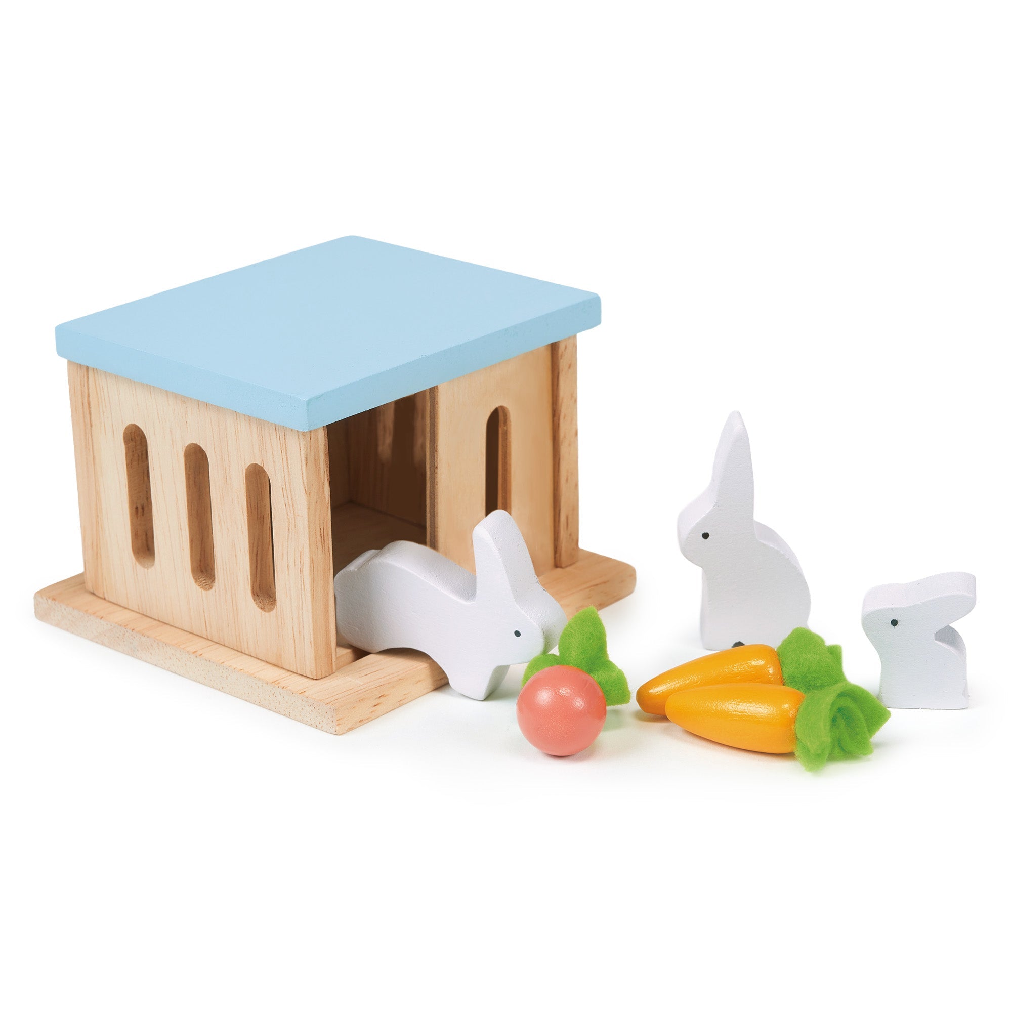 Rabbit Hutch Pet Set - Mentari - Sustainable Wooden Toys Made in Indonesia - Eco-Friendly Play