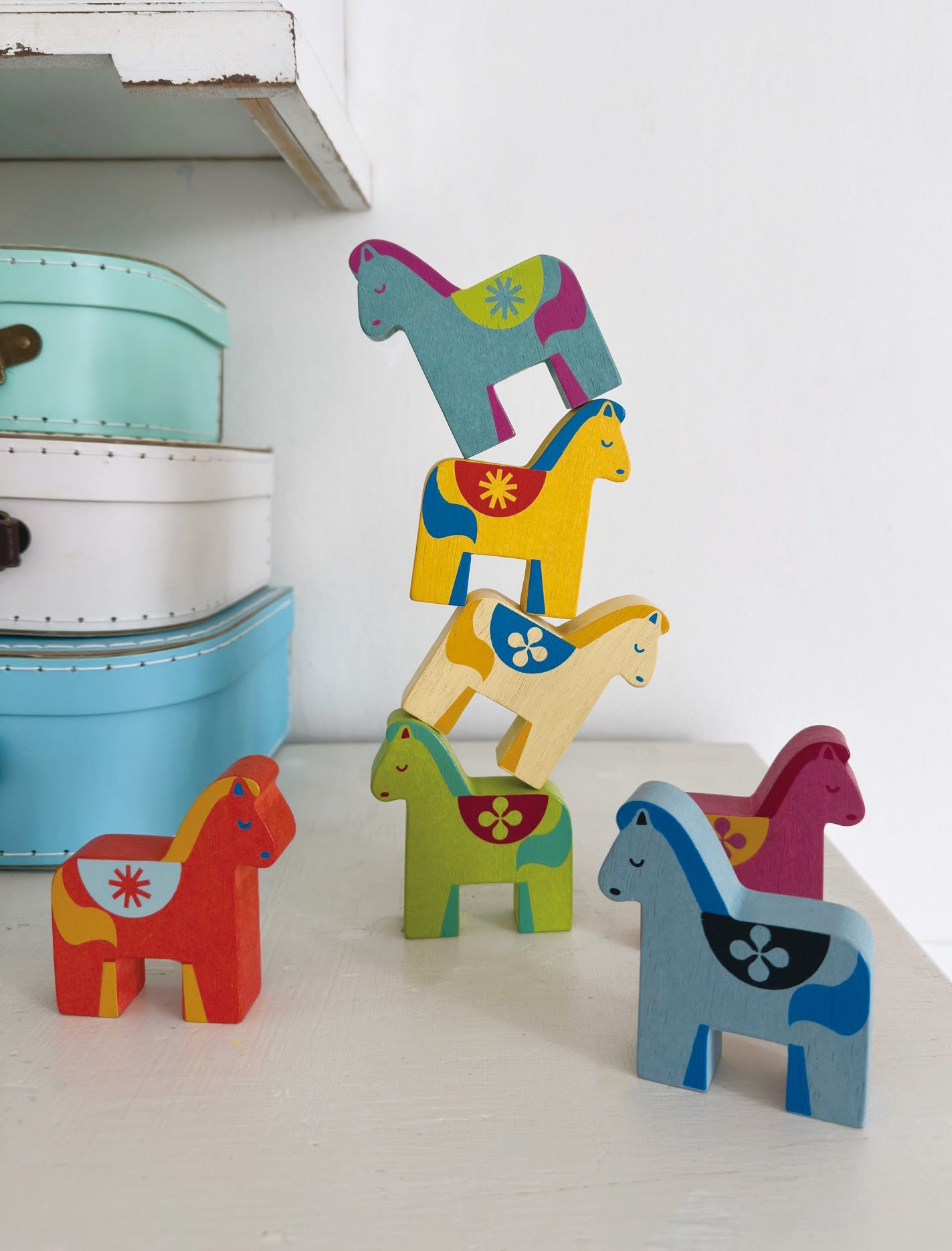 Rainbow Pony Playset - Mentari - Sustainable Wooden Toys Made in Indonesia - Eco - Friendly Play