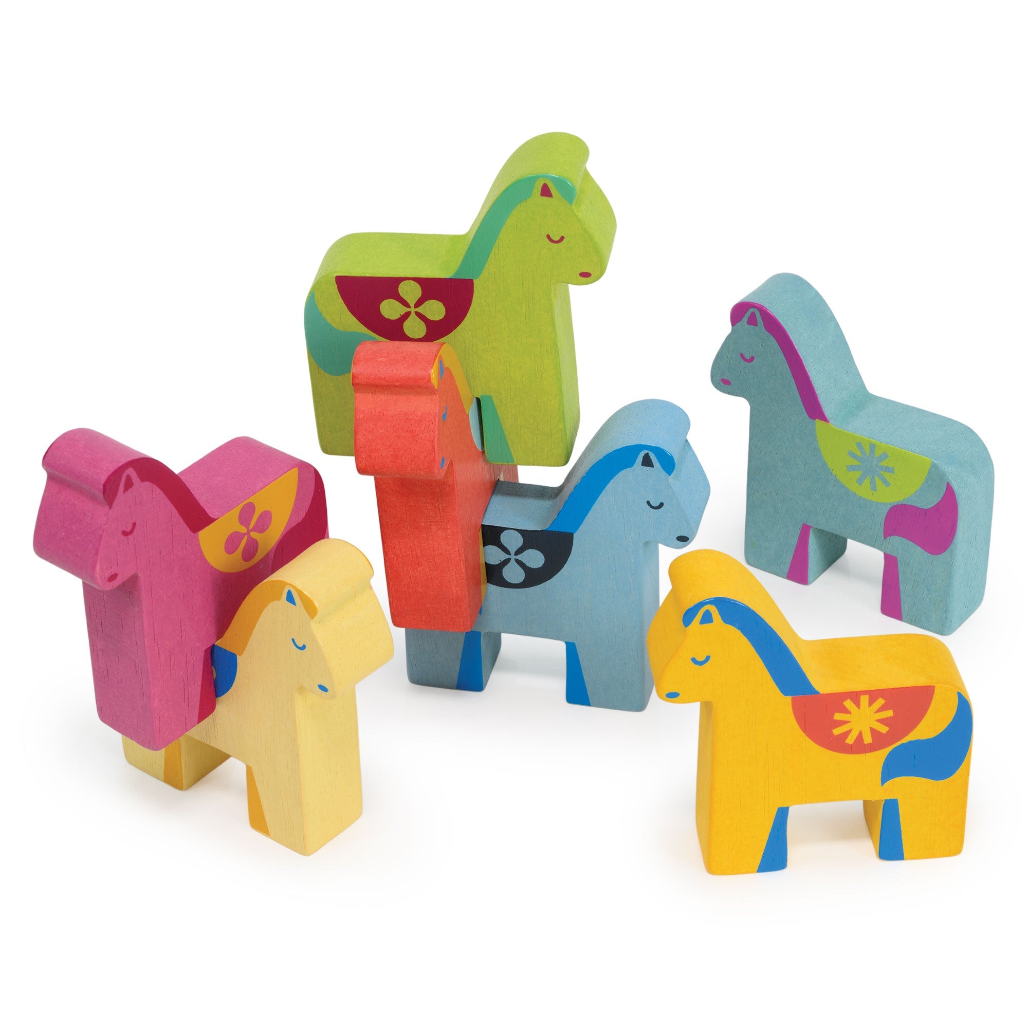 Rainbow Pony Playset - Mentari - Sustainable Wooden Toys Made in Indonesia - Eco - Friendly Play