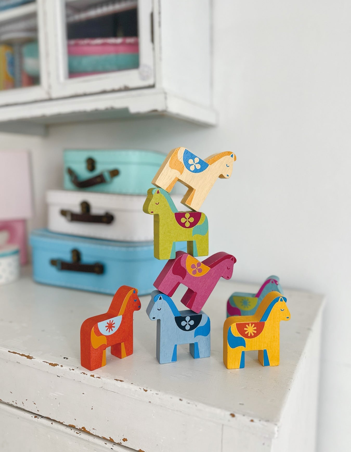 Rainbow Pony Playset - Mentari - Sustainable Wooden Toys Made in Indonesia - Eco - Friendly Play