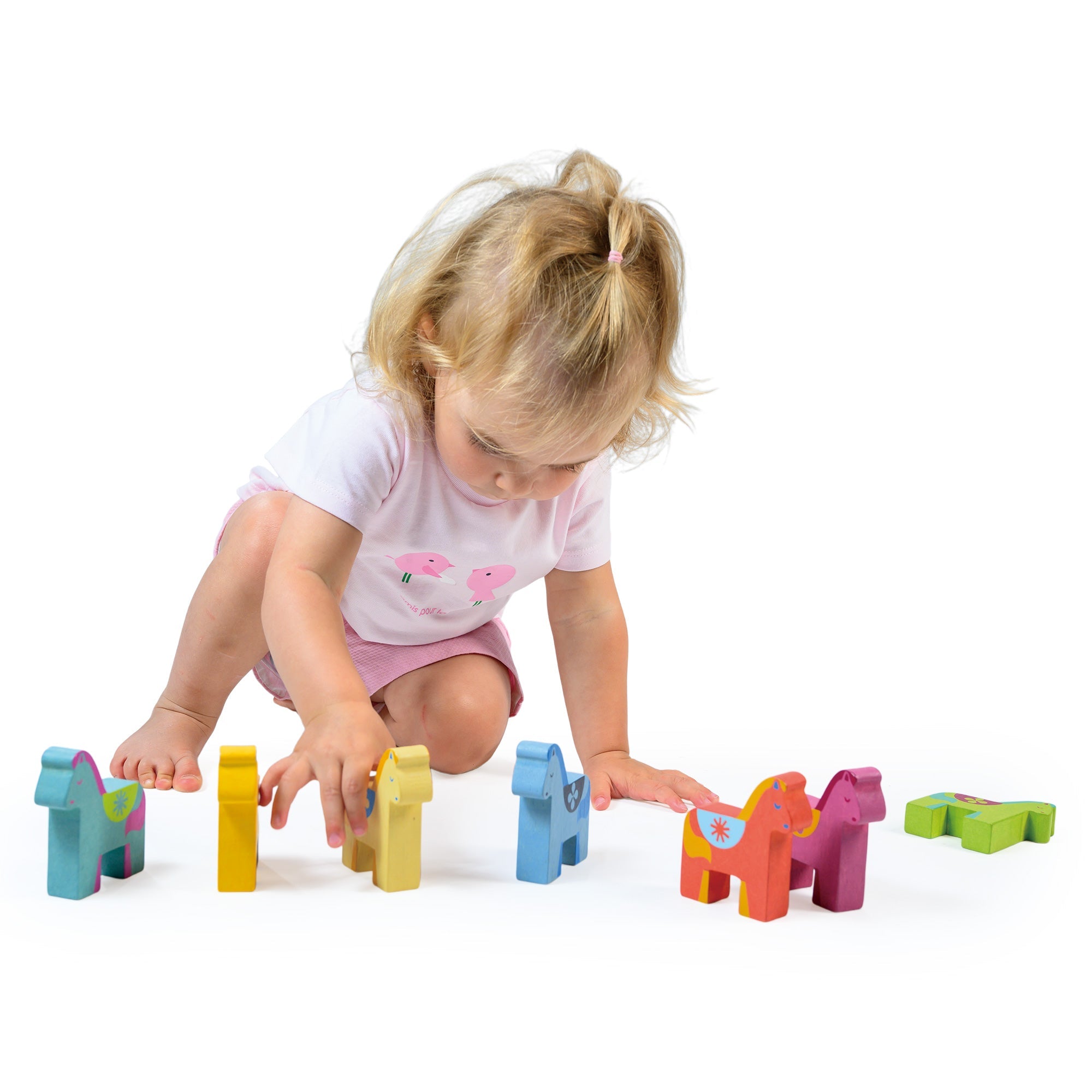 Rainbow Pony Playset - Mentari - Sustainable Wooden Toys Made in Indonesia - Eco - Friendly Play
