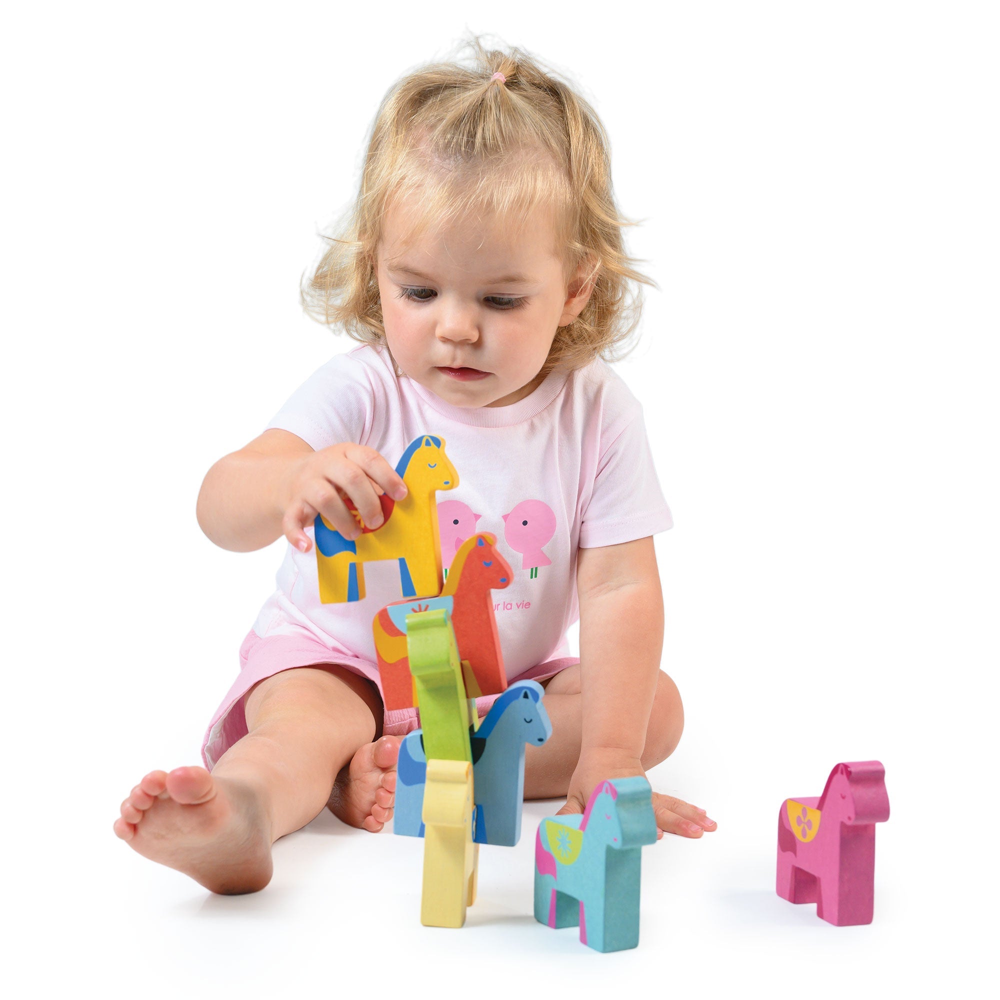 Rainbow Pony Playset - Mentari - Sustainable Wooden Toys Made in Indonesia - Eco - Friendly Play