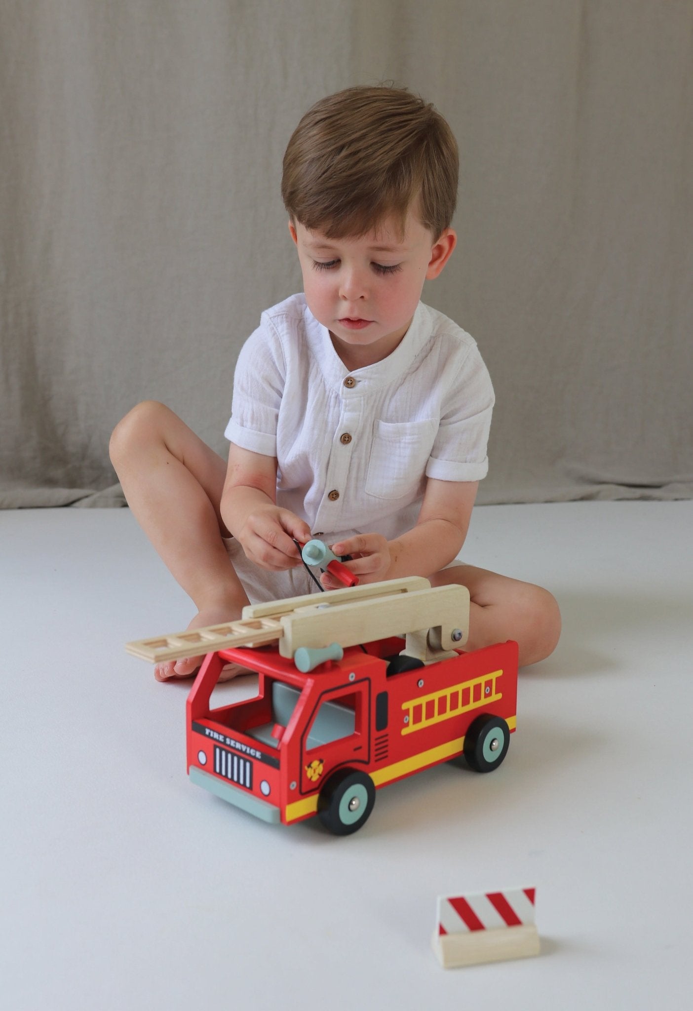 Red Fire Engine - Mentari - Sustainable Wooden Toys Made in Indonesia - Eco - Friendly Play