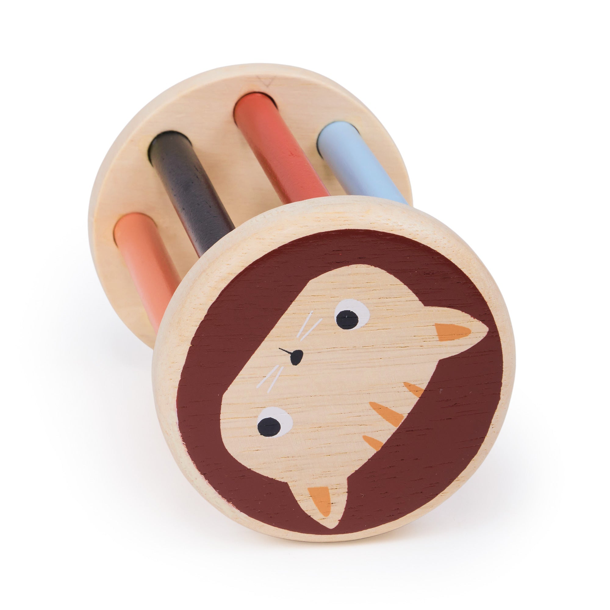 Rolling Kitten Rattle - Mentari - Sustainable Wooden Toys Made in Indonesia - Eco - Friendly Play
