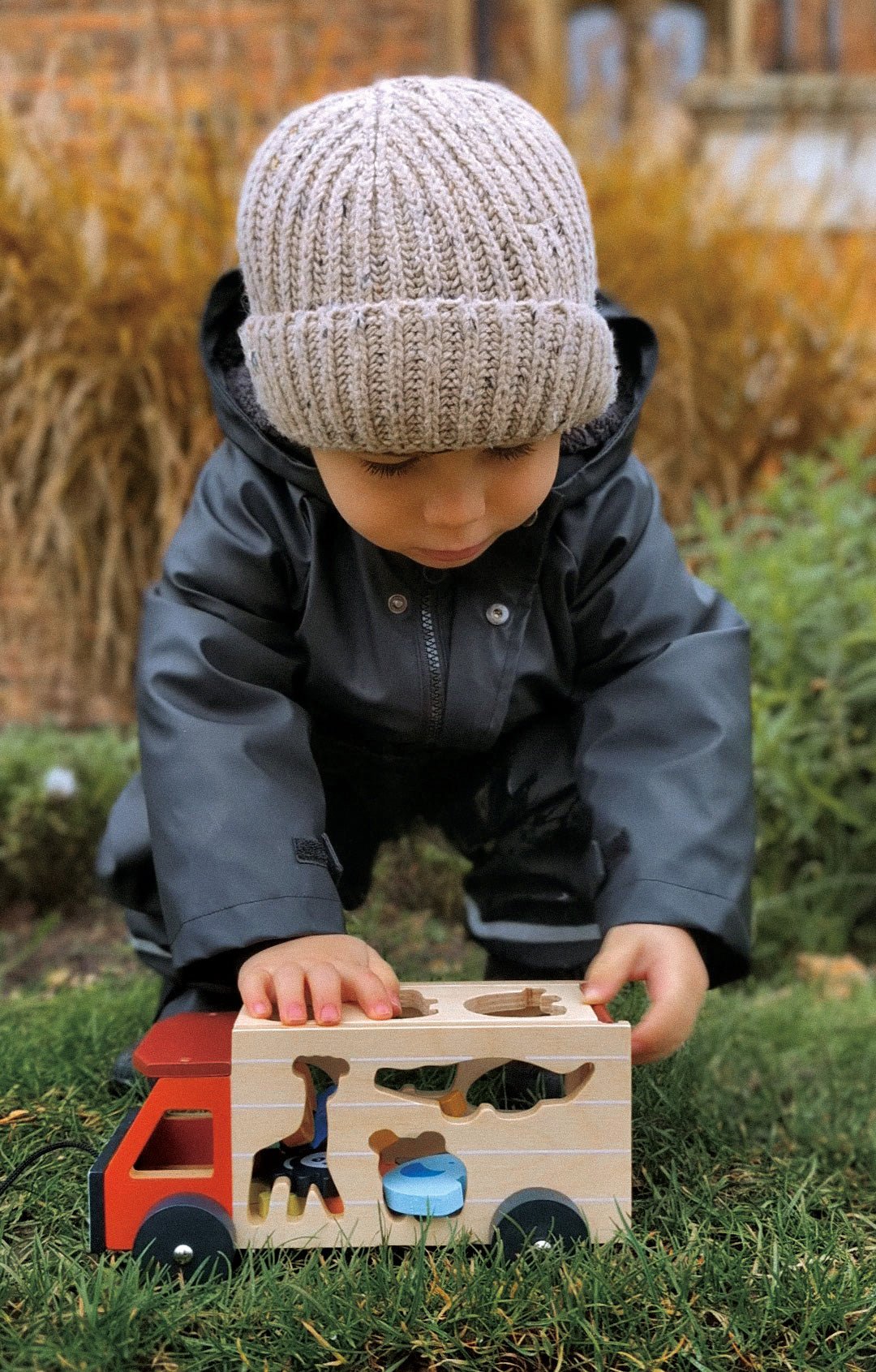 Shape Sorting Safari Truck - Mentari - Sustainable Wooden Toys Made in Indonesia - Eco - Friendly Play
