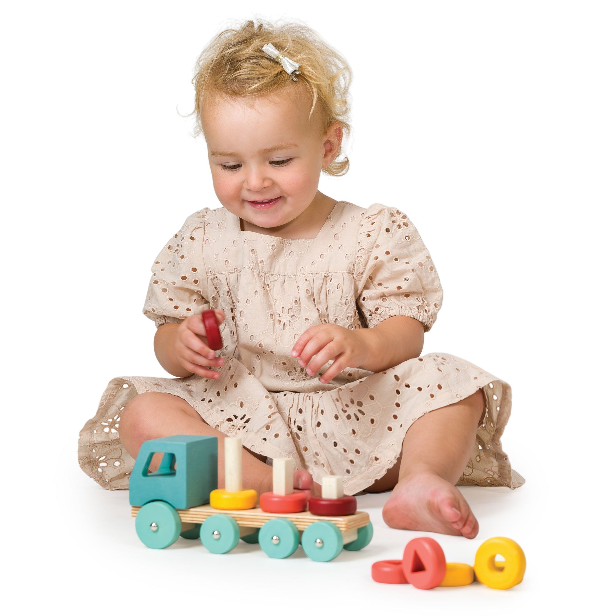 Stacking Peg Truck - Mentari - Sustainable Wooden Toys Made in Indonesia - Eco - Friendly Play