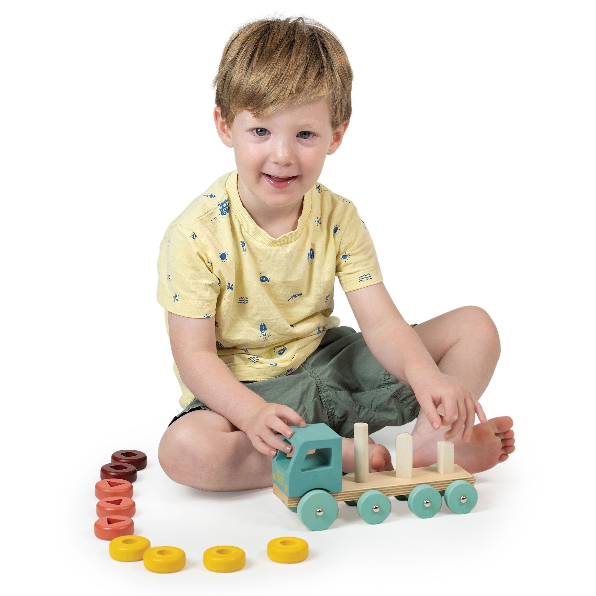 Stacking Peg Truck - Mentari - Sustainable Wooden Toys Made in Indonesia - Eco - Friendly Play