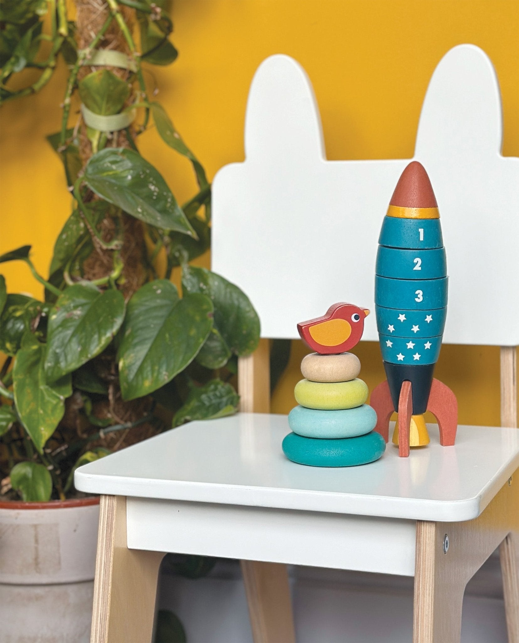 Stacking Tree with Bird - Mentari - Sustainable Wooden Toys Made in Indonesia - Eco-Friendly Play