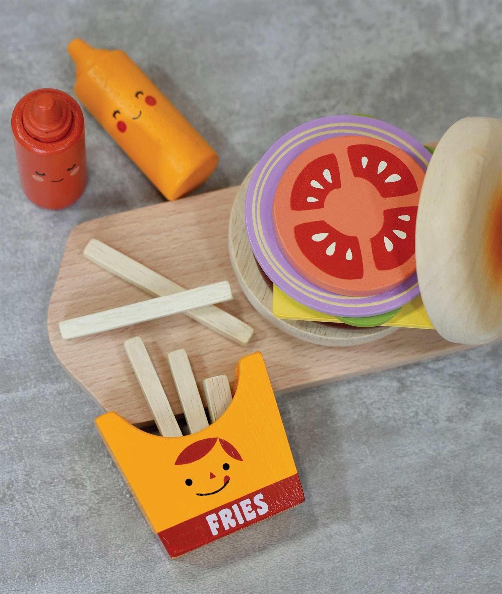 Take - out Burger Set - Mentari - Sustainable Wooden Toys Made in Indonesia - Eco - Friendly Play