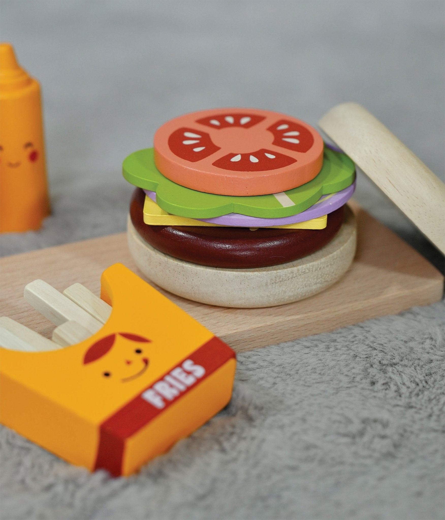 Take - out Burger Set - Mentari - Sustainable Wooden Toys Made in Indonesia - Eco - Friendly Play