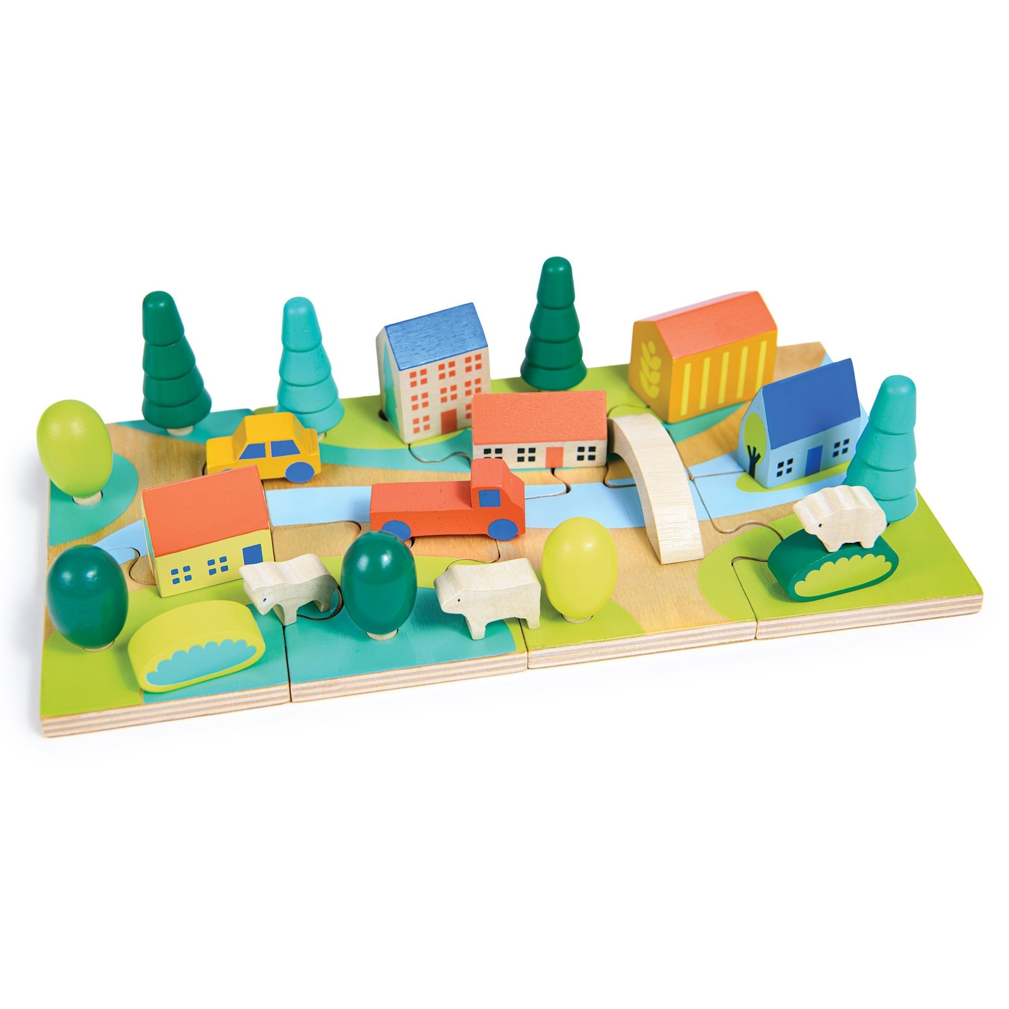 Tiny Town Jigsaw - Mentari - Sustainable Wooden Toys Made in Indonesia - Eco - Friendly Play